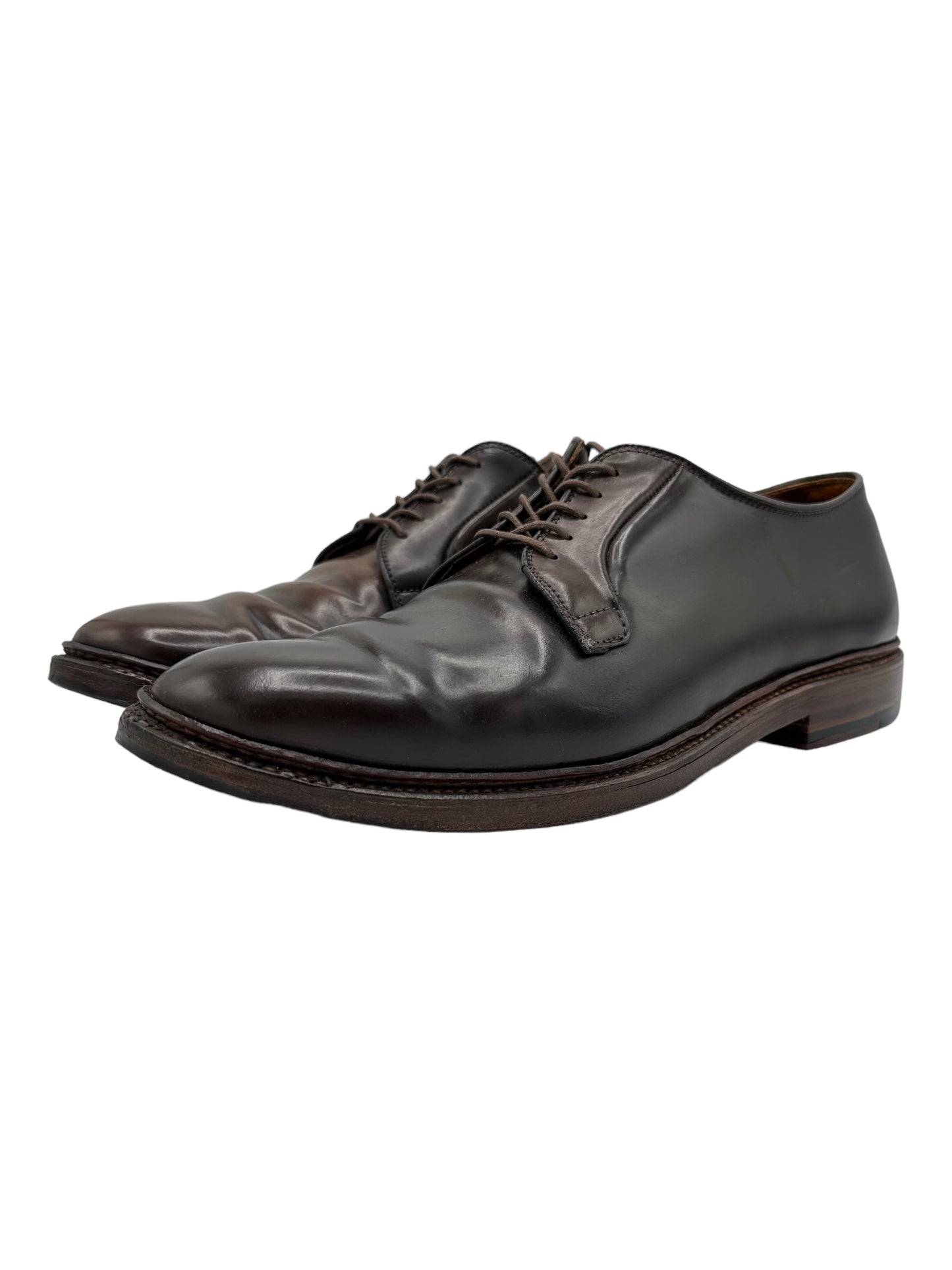 Alden 93911 Cigar Shell Cordovan Plain Toe Blucher Dress Shoes - Genuine Design Luxury Consignment for Men. New & Pre-Owned Clothing, Shoes, & Accessories. Calgary, Canada