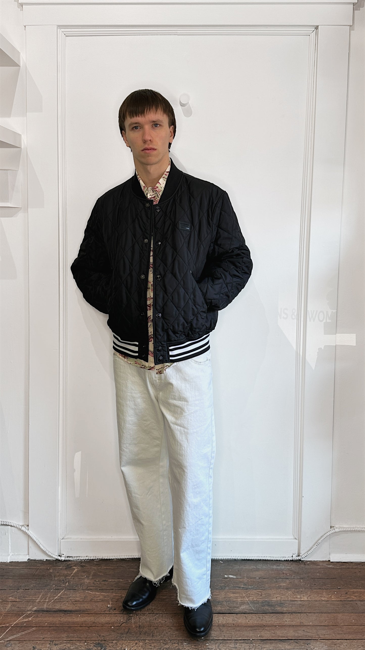 Burberry Black Quilted Bomber Jacket Large