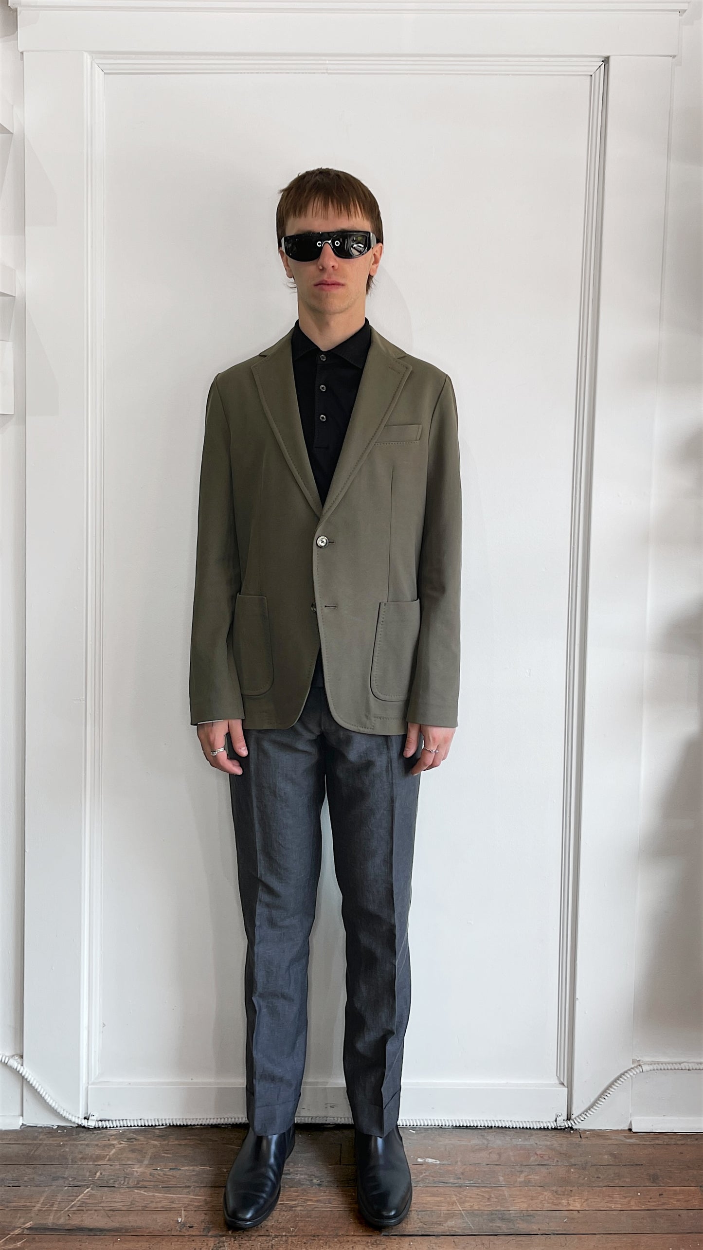 Circolo Olive Green Cotton Blend Casual Sport Coat 40
