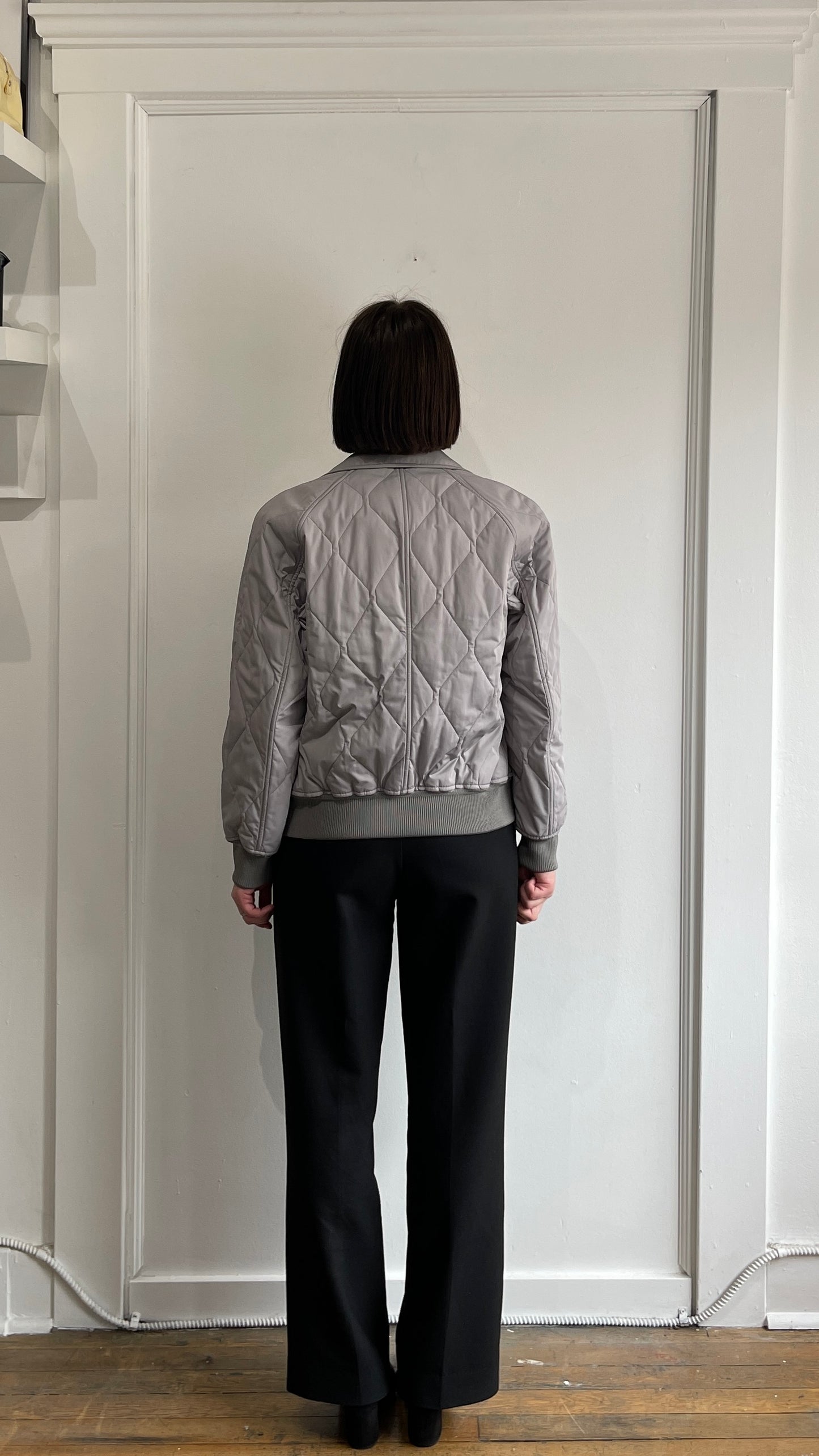 Tom Ford Light Grey Quilted Bomber Jacket 36R / 46R