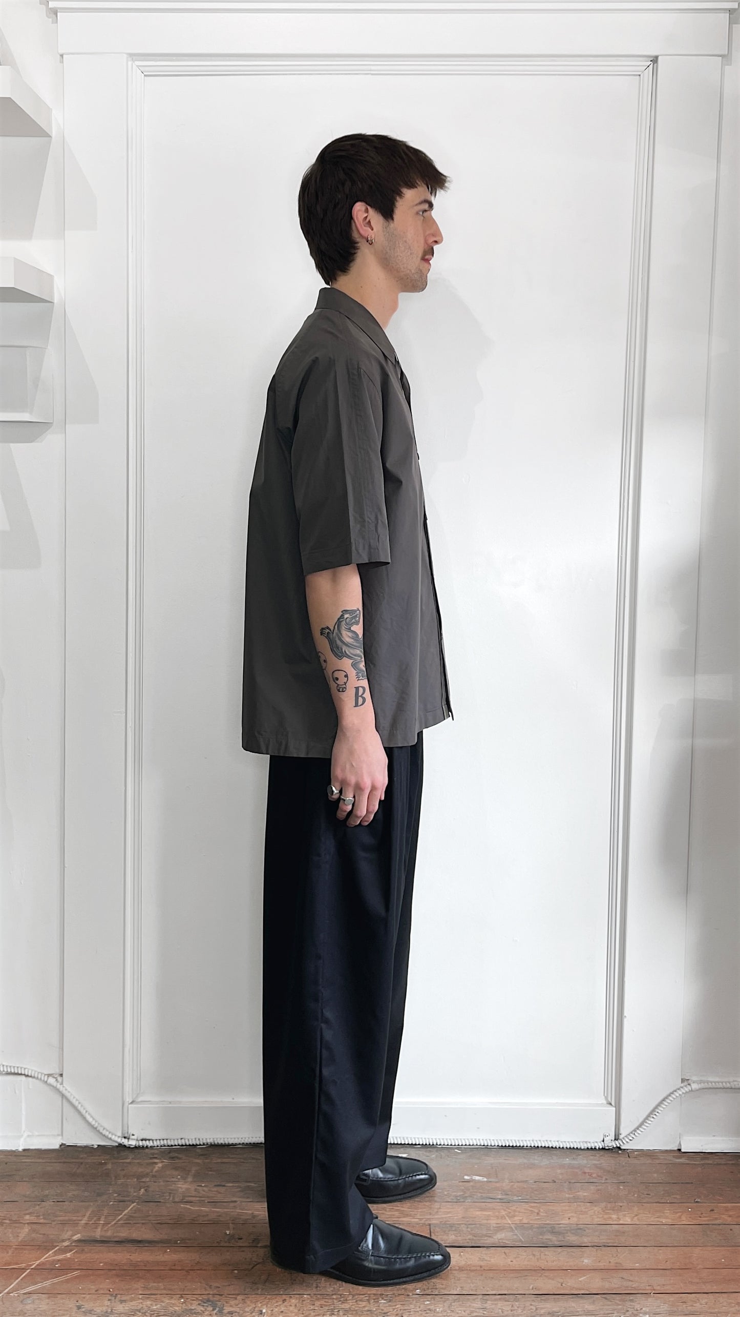 Uniqlo +J Dark Grey SS Oversized Camp Collar Shirt Large