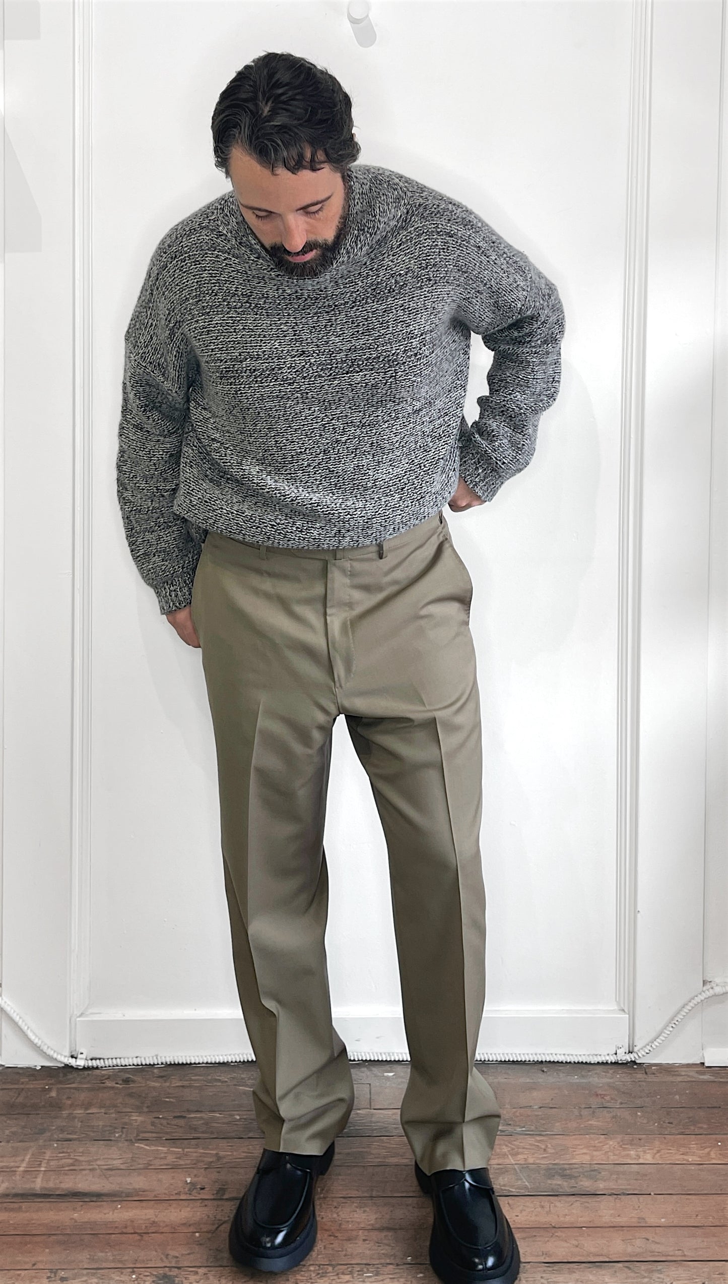 Giorgio Armani Grey Melange Wool Blend Turtleneck Sweater 42