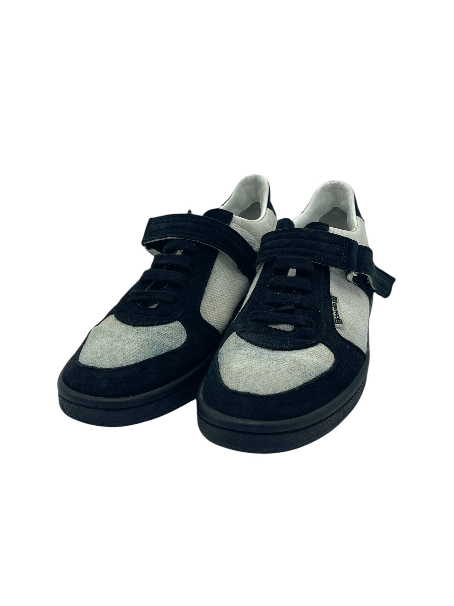 Chanel White Canvas & Black Suede Velcro Strap Sneakers 6 M / 7.5 W