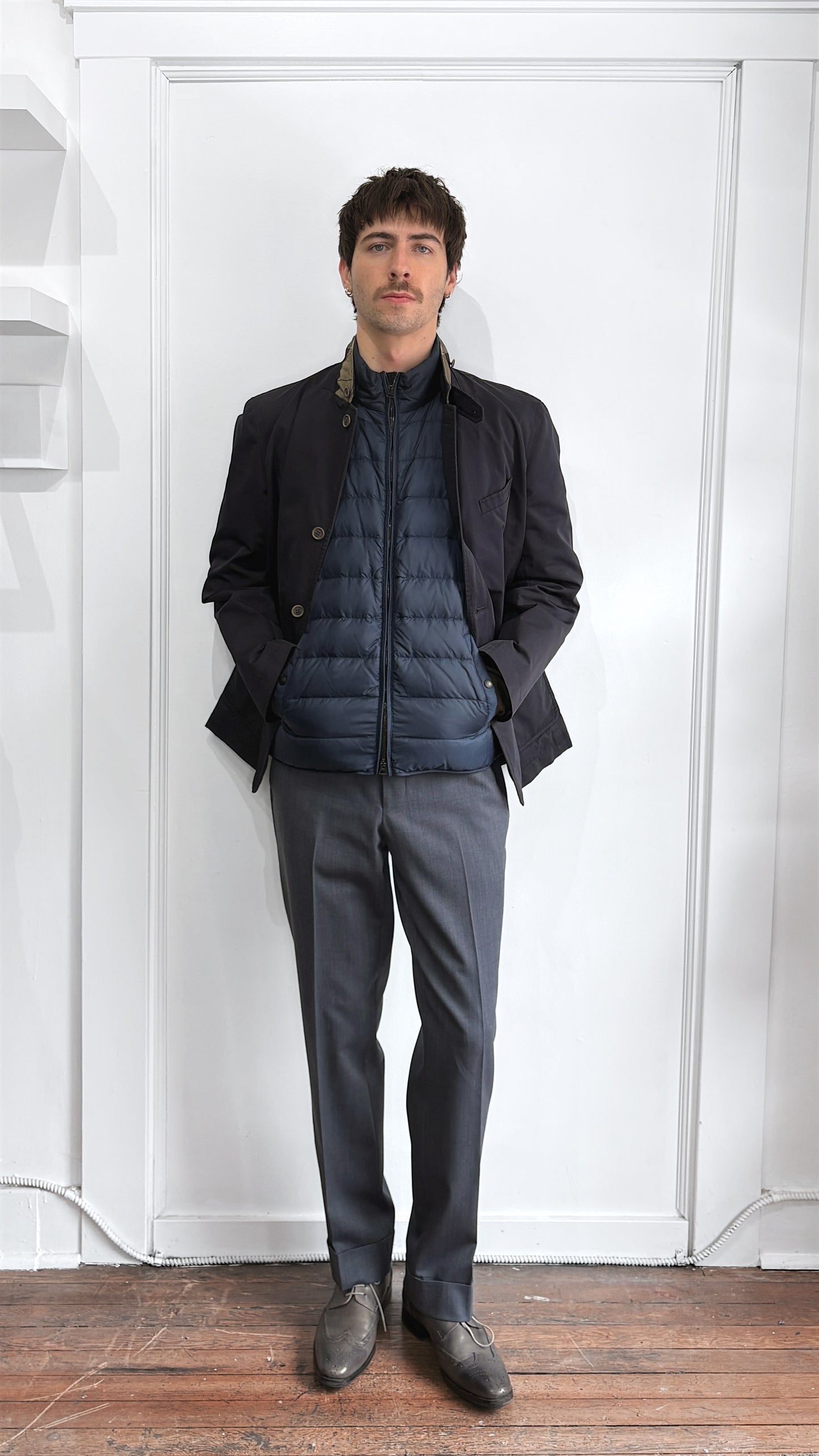 Burberry Brit Navy Nylon Vest-Lined Peacoat Large