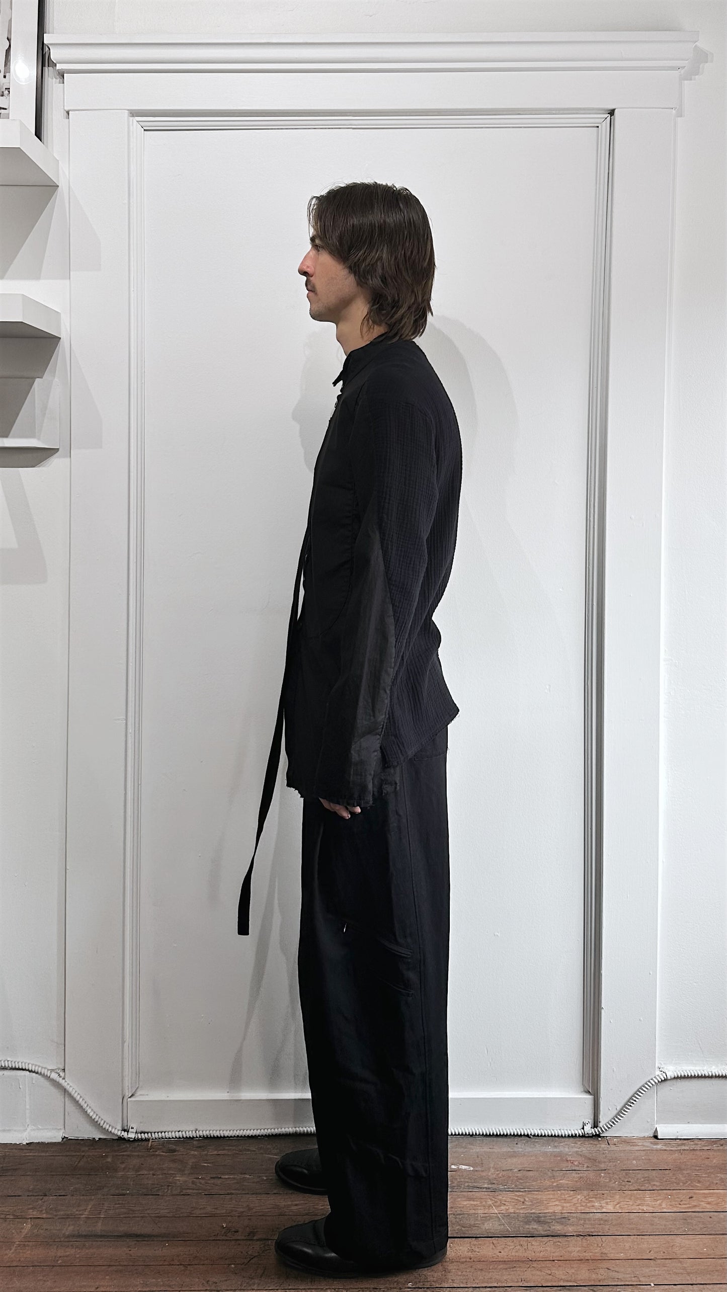 Zam Barrett Black Faulted Shoulder Bib Front Shirt 38