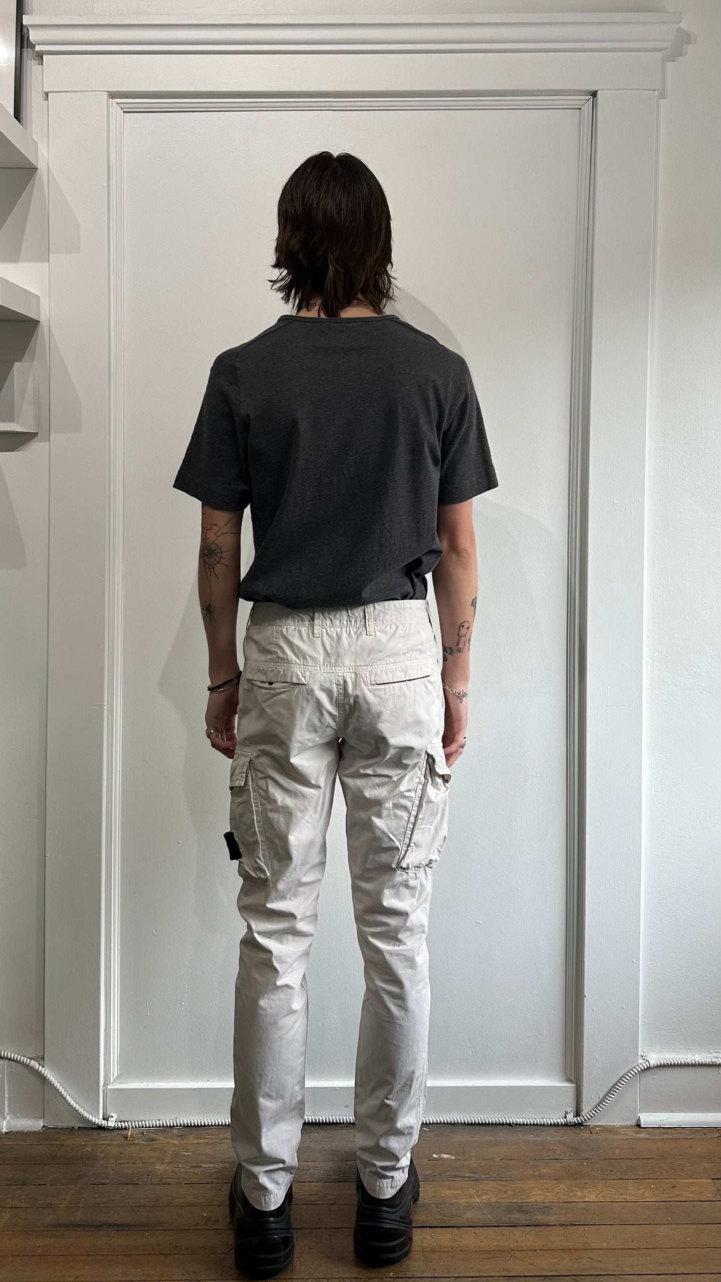Stone Island White Type SL Slim Cargo Pants 30