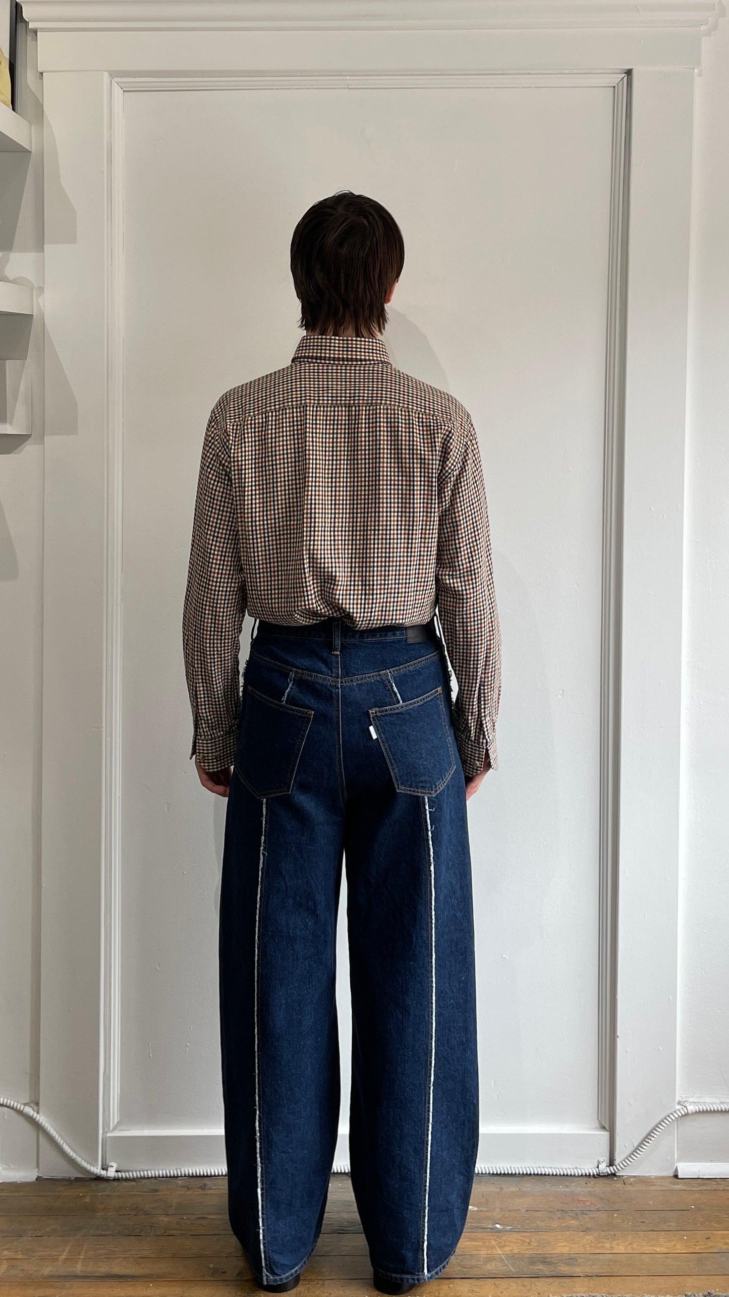 JieDa Dark Blue Panelled Bootcut Jeans 32