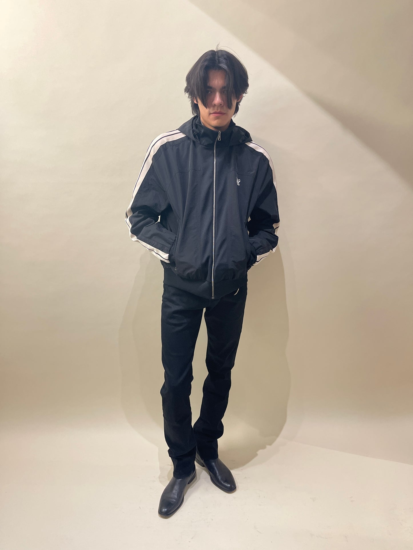 Palm Angels Black Nylon Embroidered Logo Hooded Bomber Jacket XXL