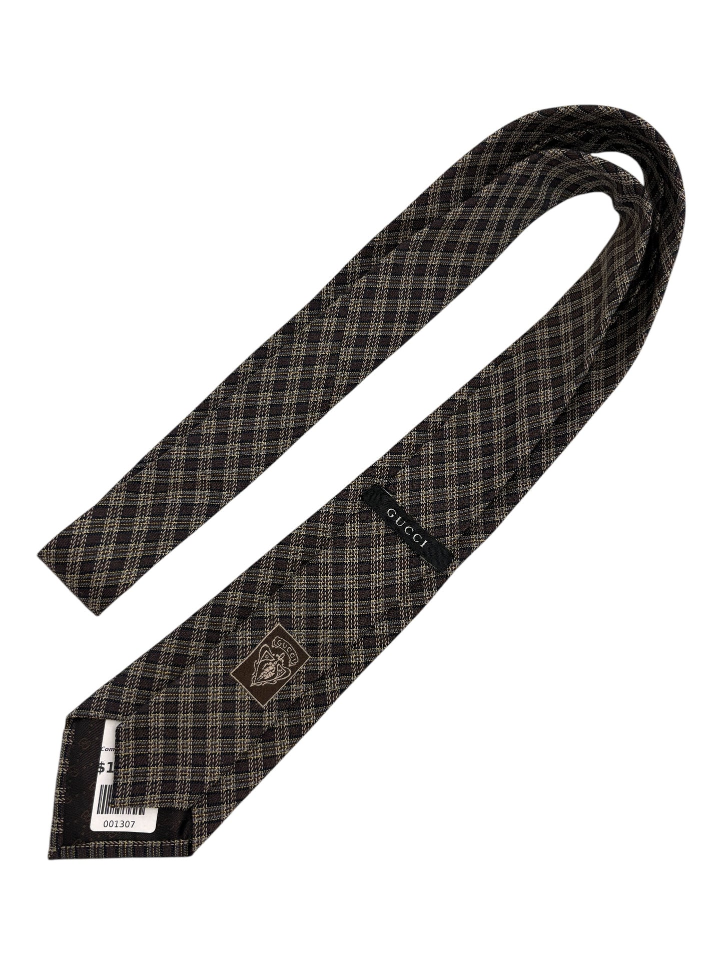 Gucci Black, Brown, & Yellow Plaid Silk Tie