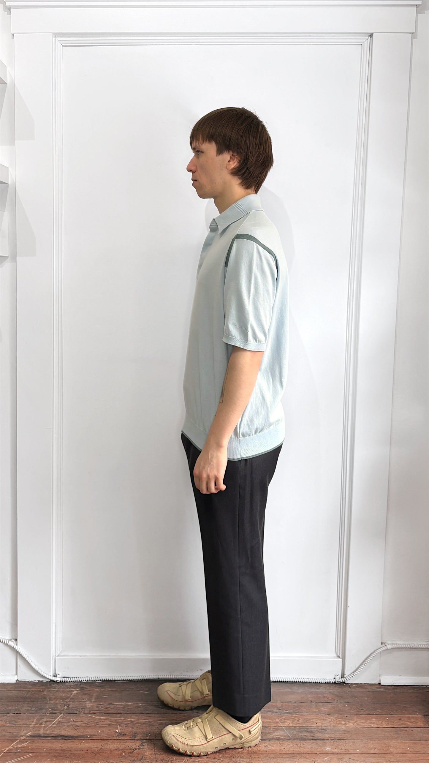 Paul Smith Baby Blue Organic Cotton Knit SS Polo Shirt Large