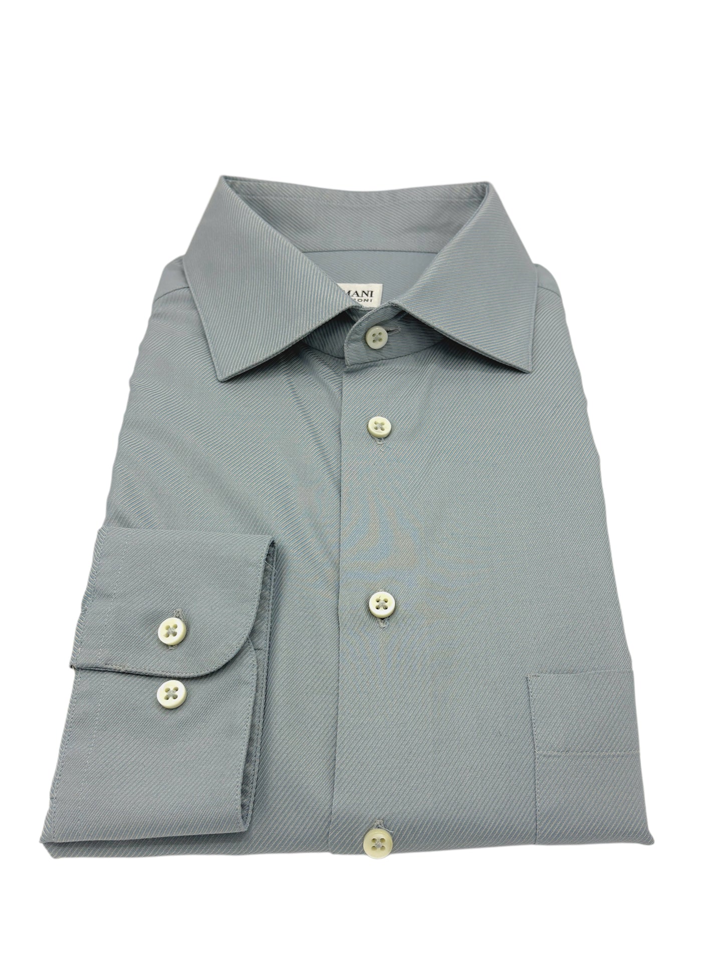 Armani Collezioni Light Steel Blue Twill Cotton Dress Shirt 16"