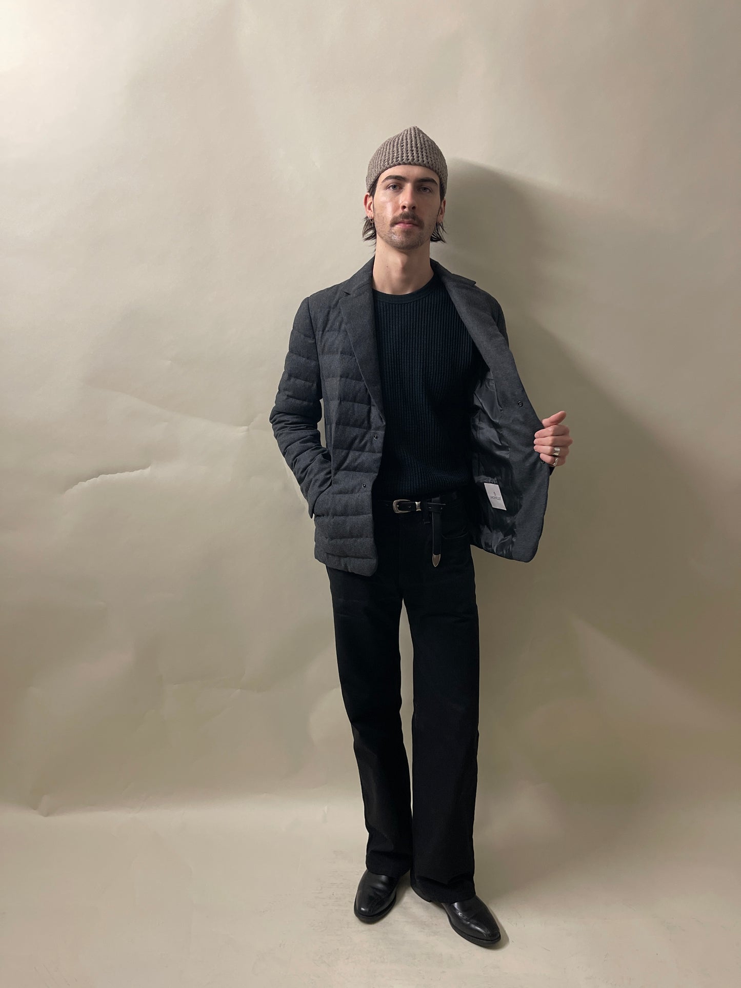 Moncler Charcoal Grey Wool Down Filled Mayenne Jacket Medium - M