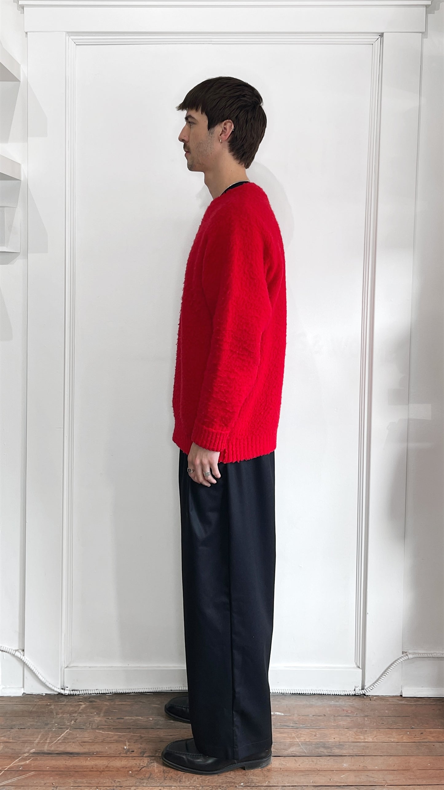 J. Press Red Shetland Wool Crewneck Sweater Large