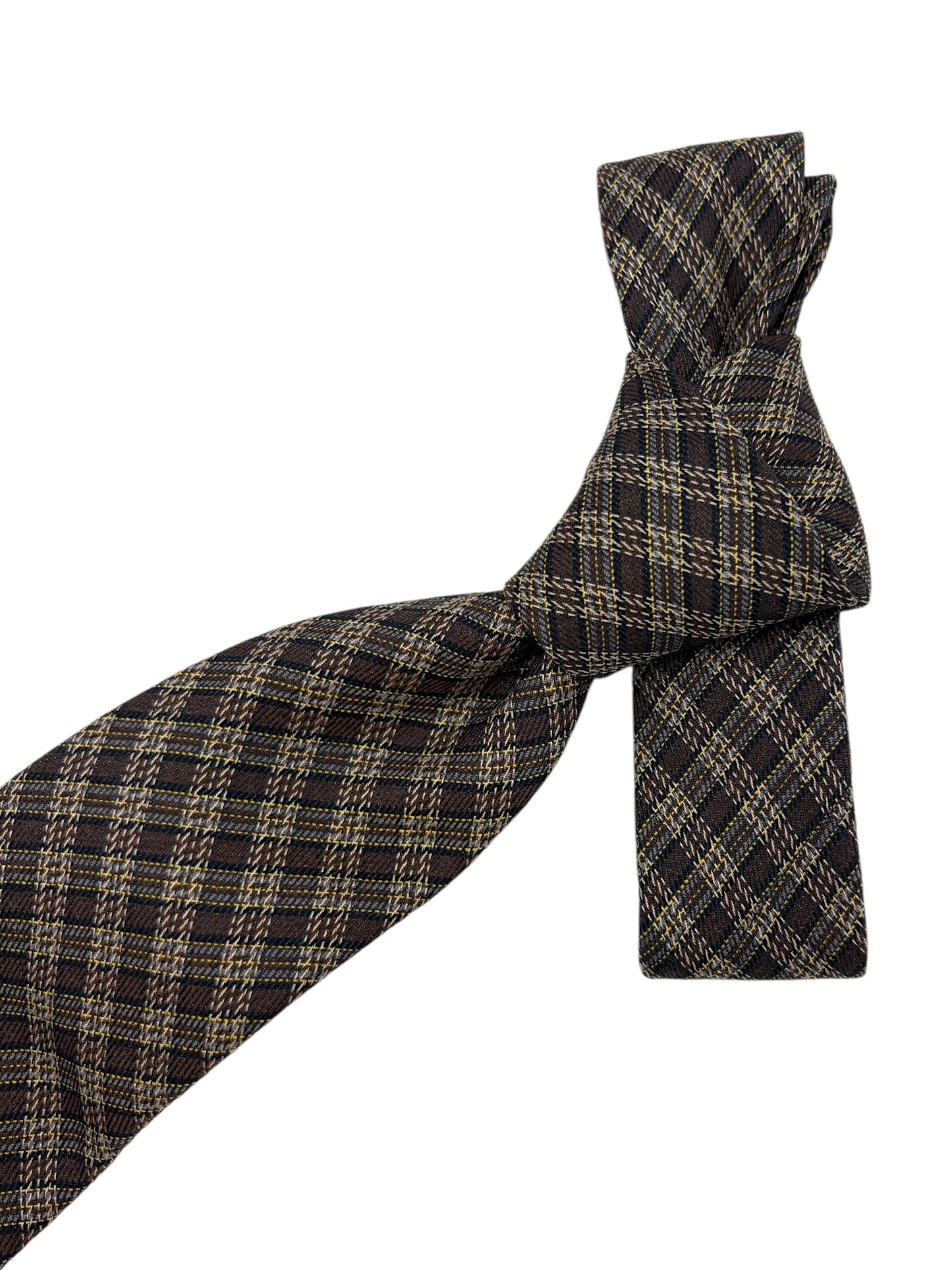 Gucci Black, Brown, & Yellow Plaid Silk Tie