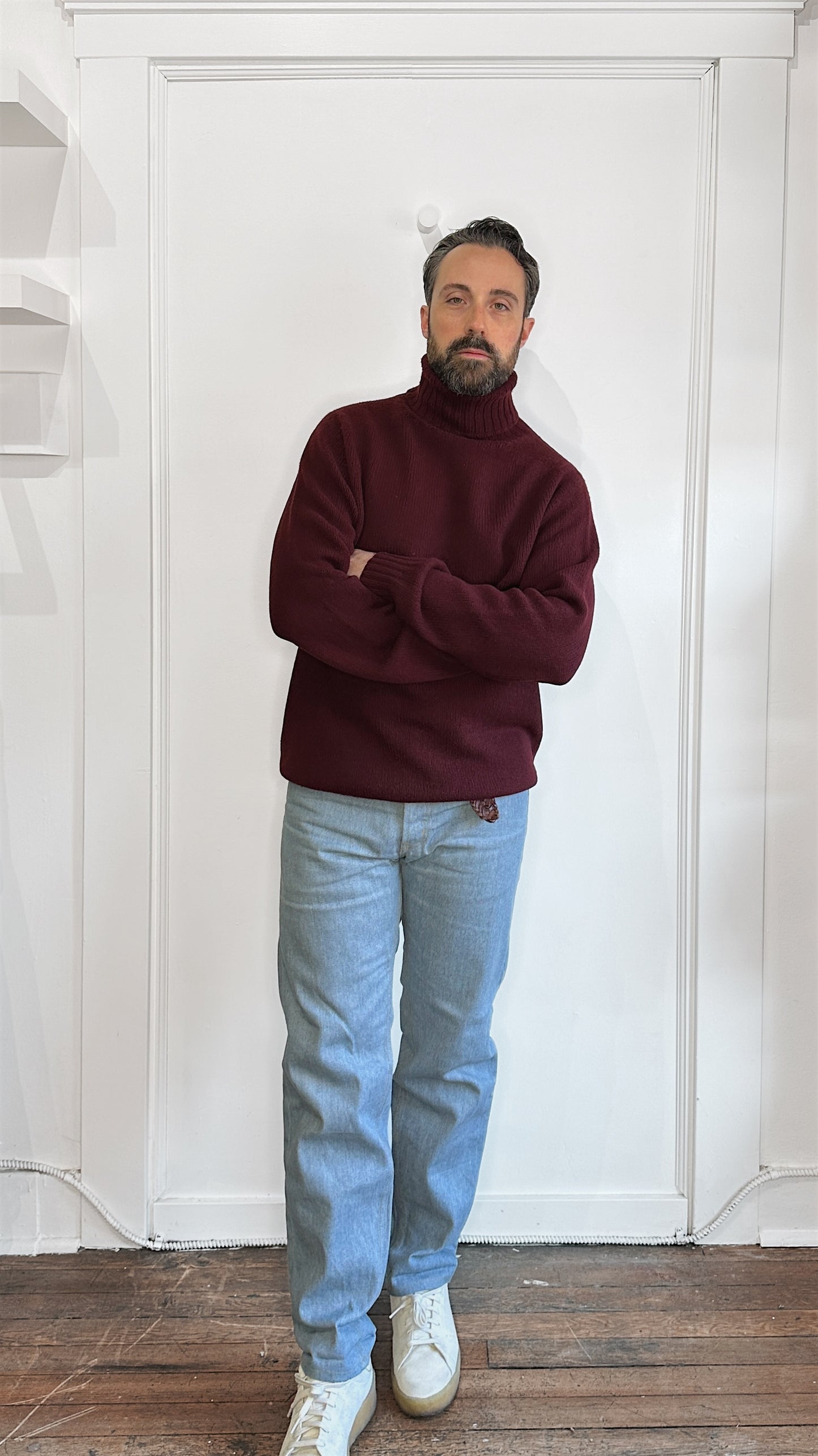 Cordings Maroon Wool Knit Turtleneck Sweater Extra Large