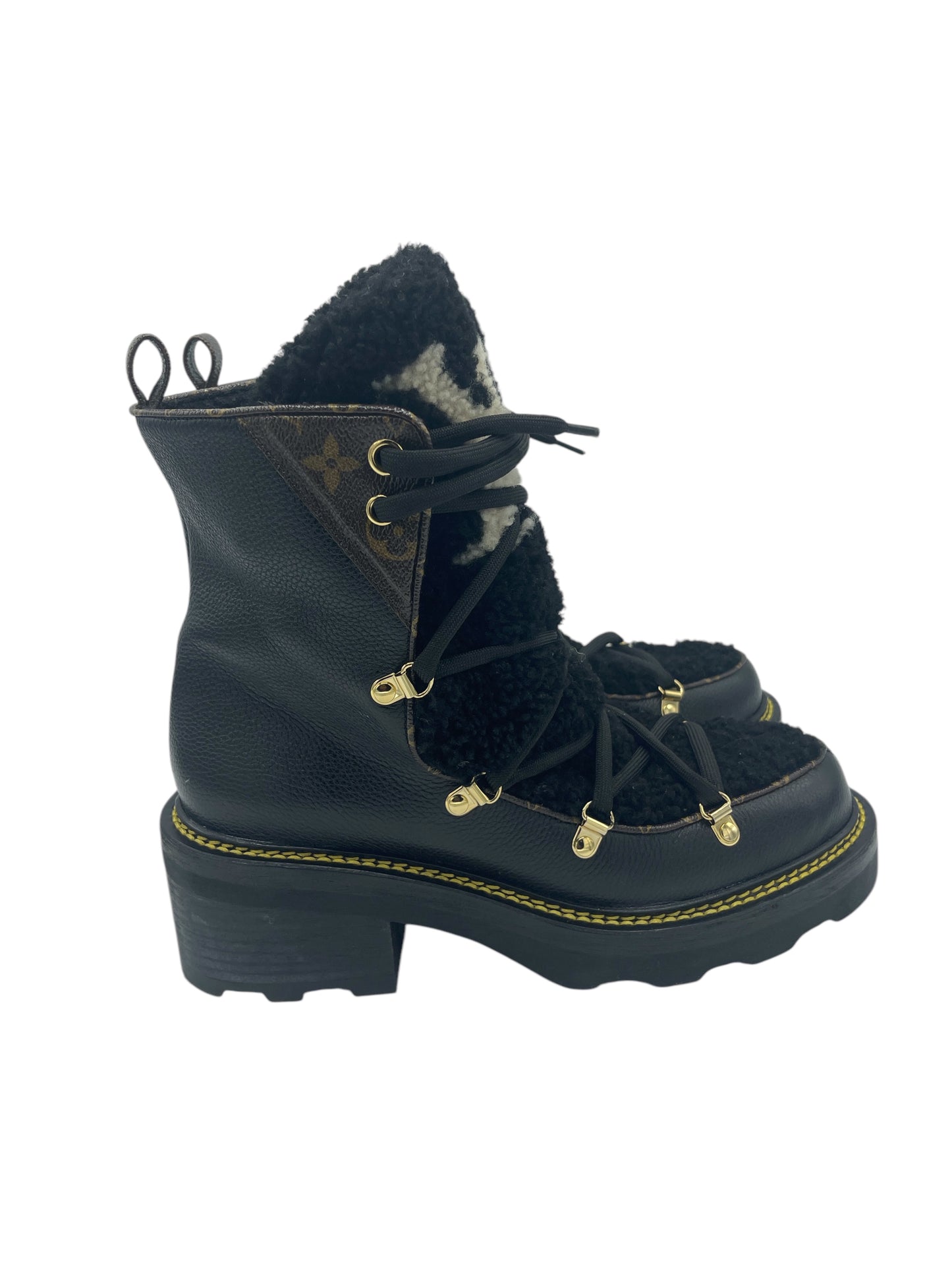 Louis Vuitton Black Leather & Shearling Beaubourg Boots 7.5 M / 9 W