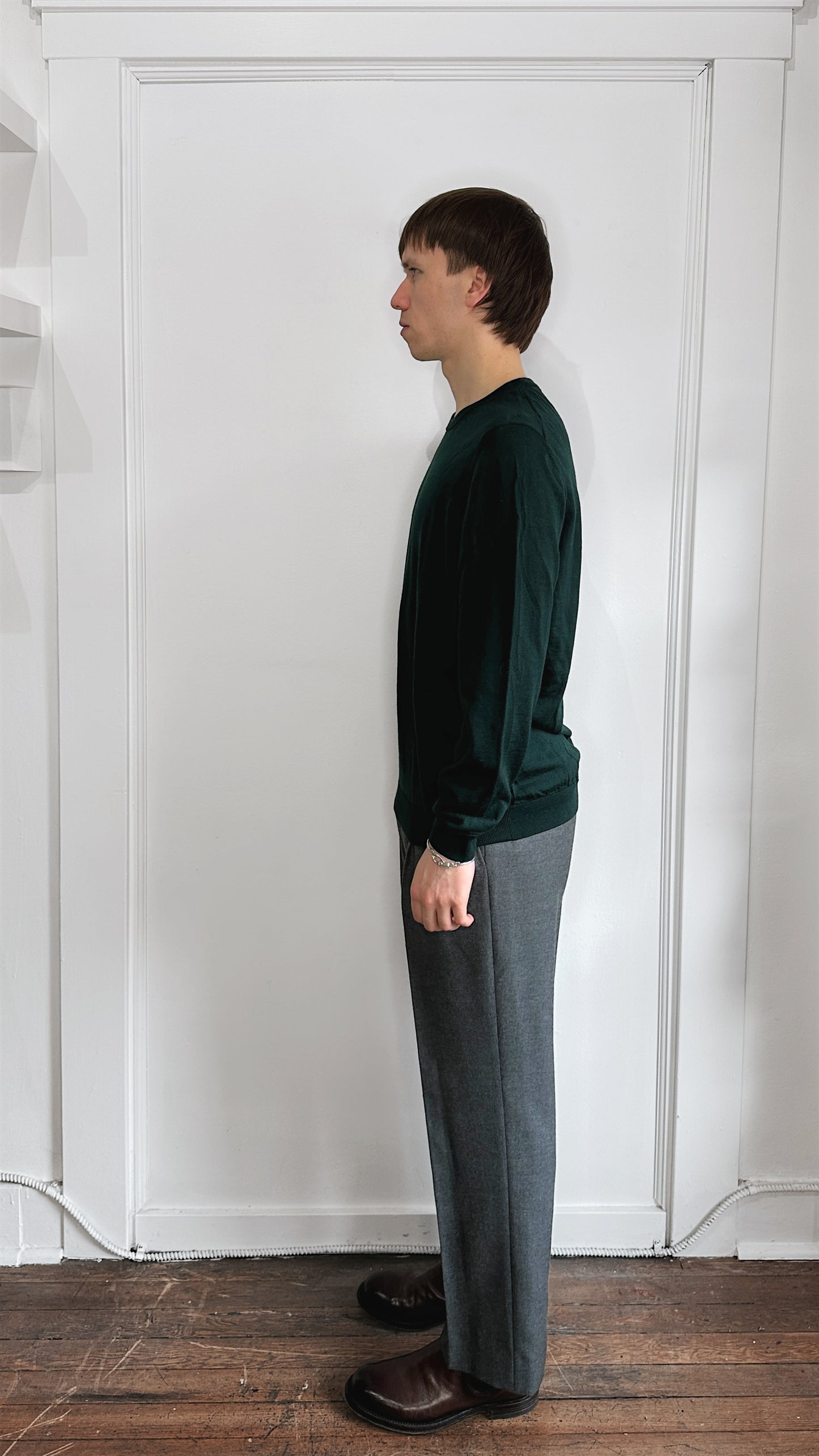 Hugo Boss Forest Green Lightweight Wool Crewneck Sweater Extra Large