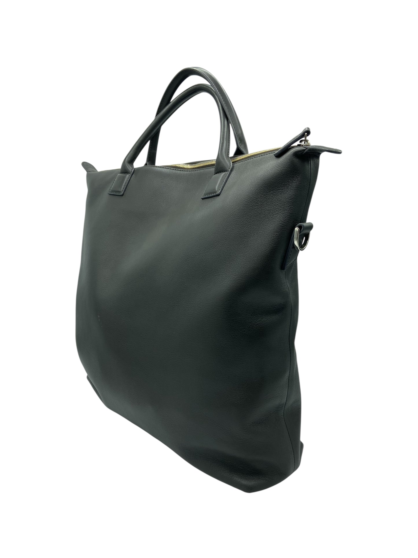 Want Les Essentiels Dark Grey Grained Leather Tote Bag
