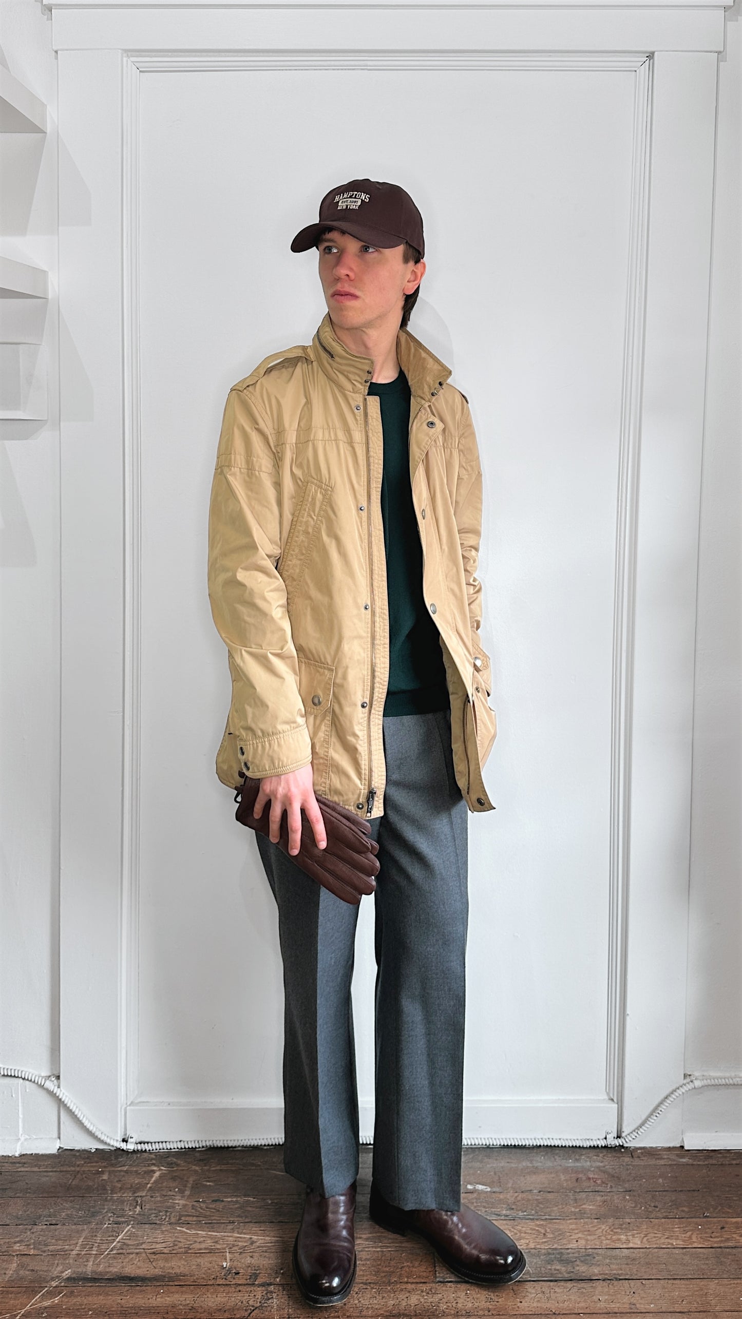 Coach Tan Hooded Raincoat Small