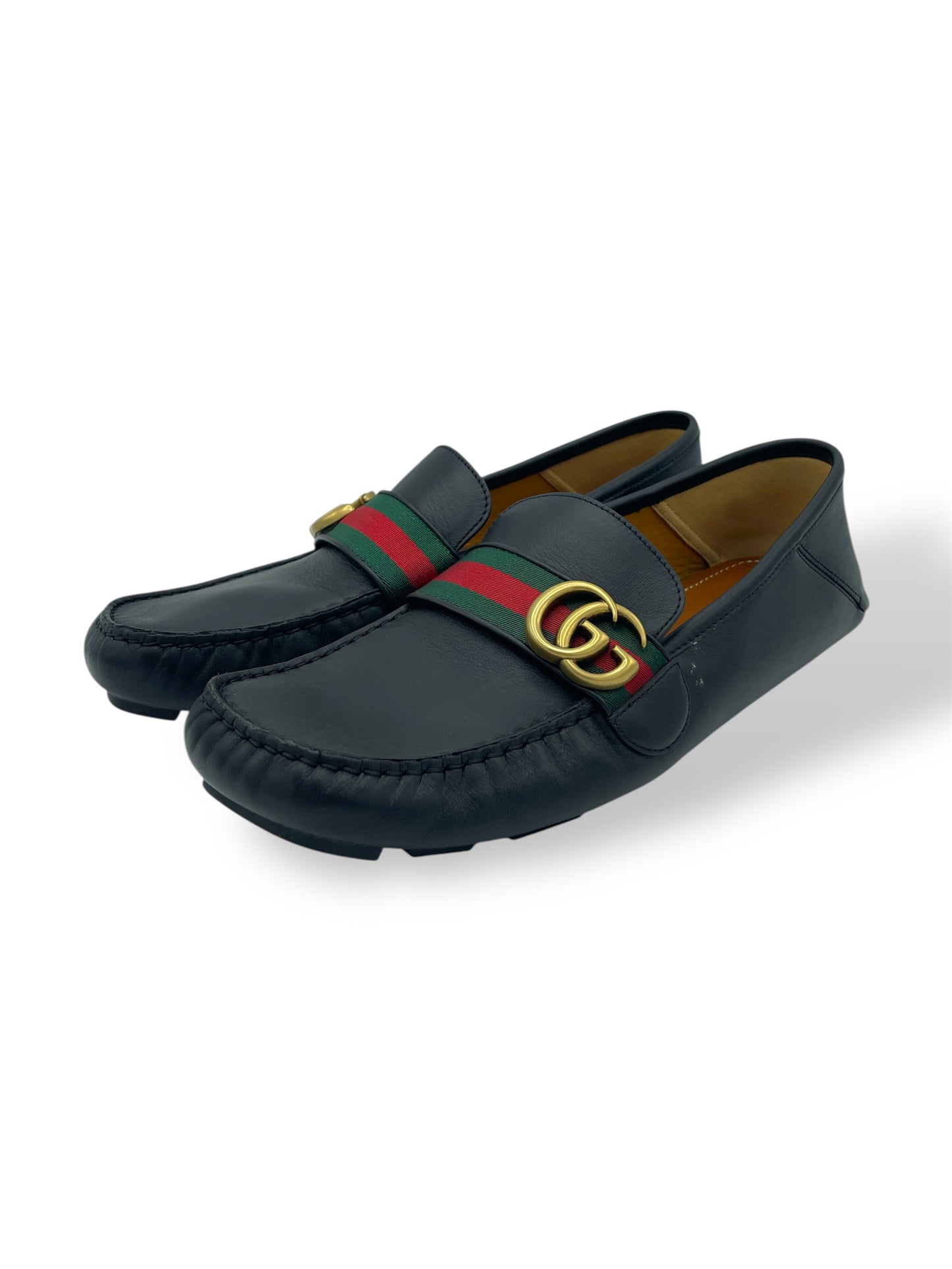 Gucci Black Leather GG Logo Driving Loafers 8.5 M / 10 W
