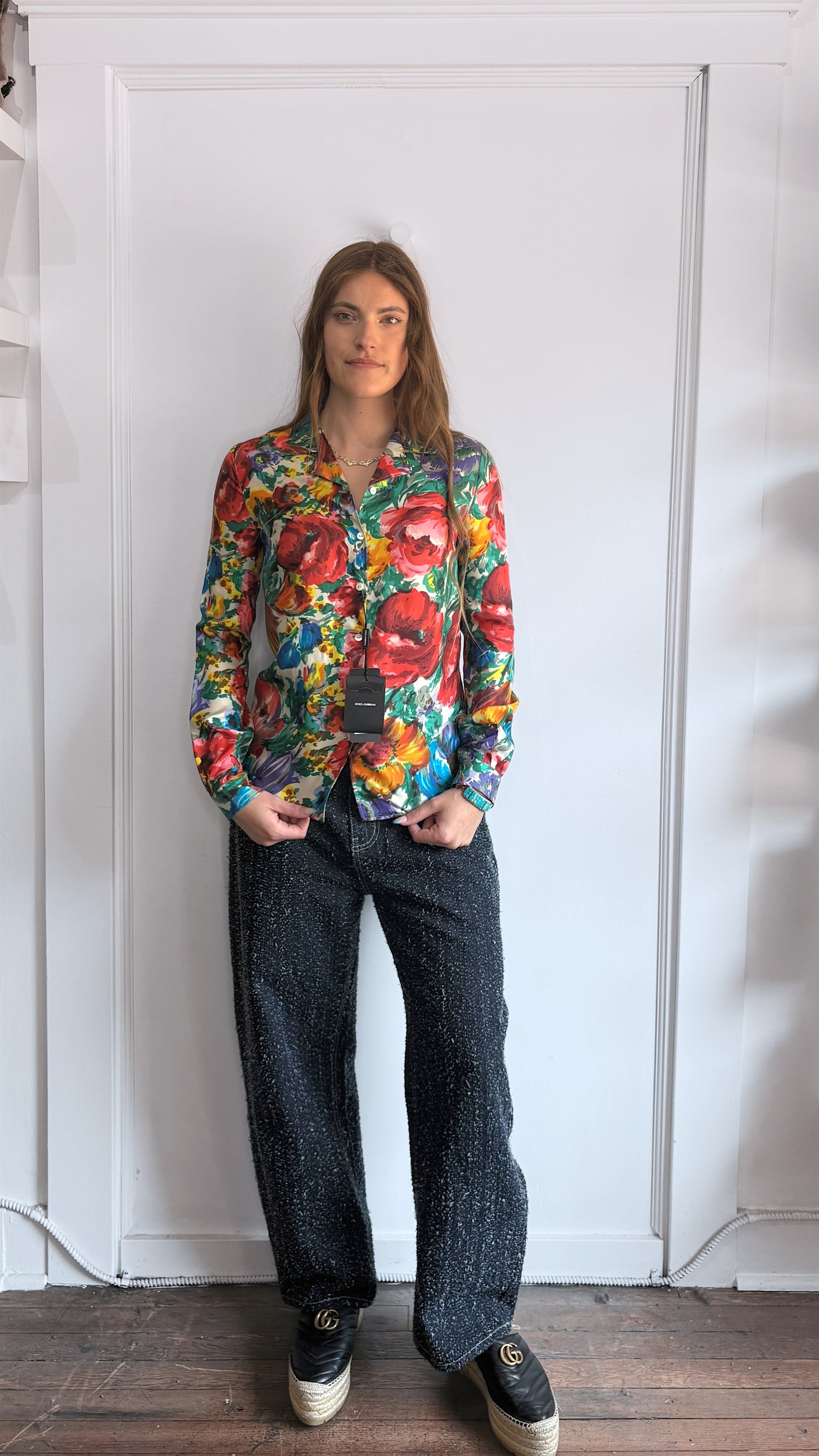 Dolce & Gabbana Multicolour Floral Camp Collar LS Shirt 40