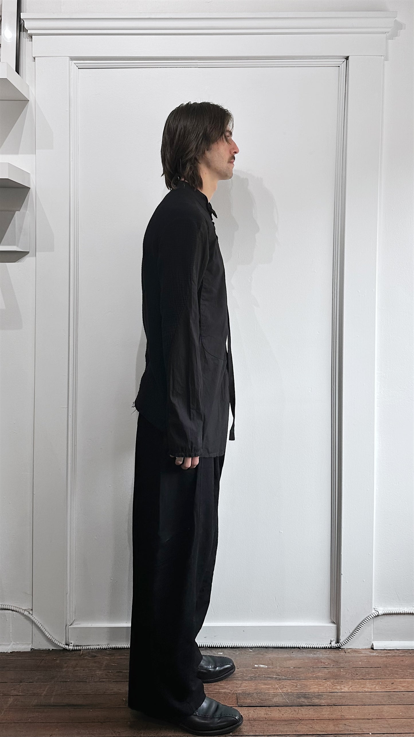 Zam Barrett Black Faulted Shoulder Bib Front Shirt 38