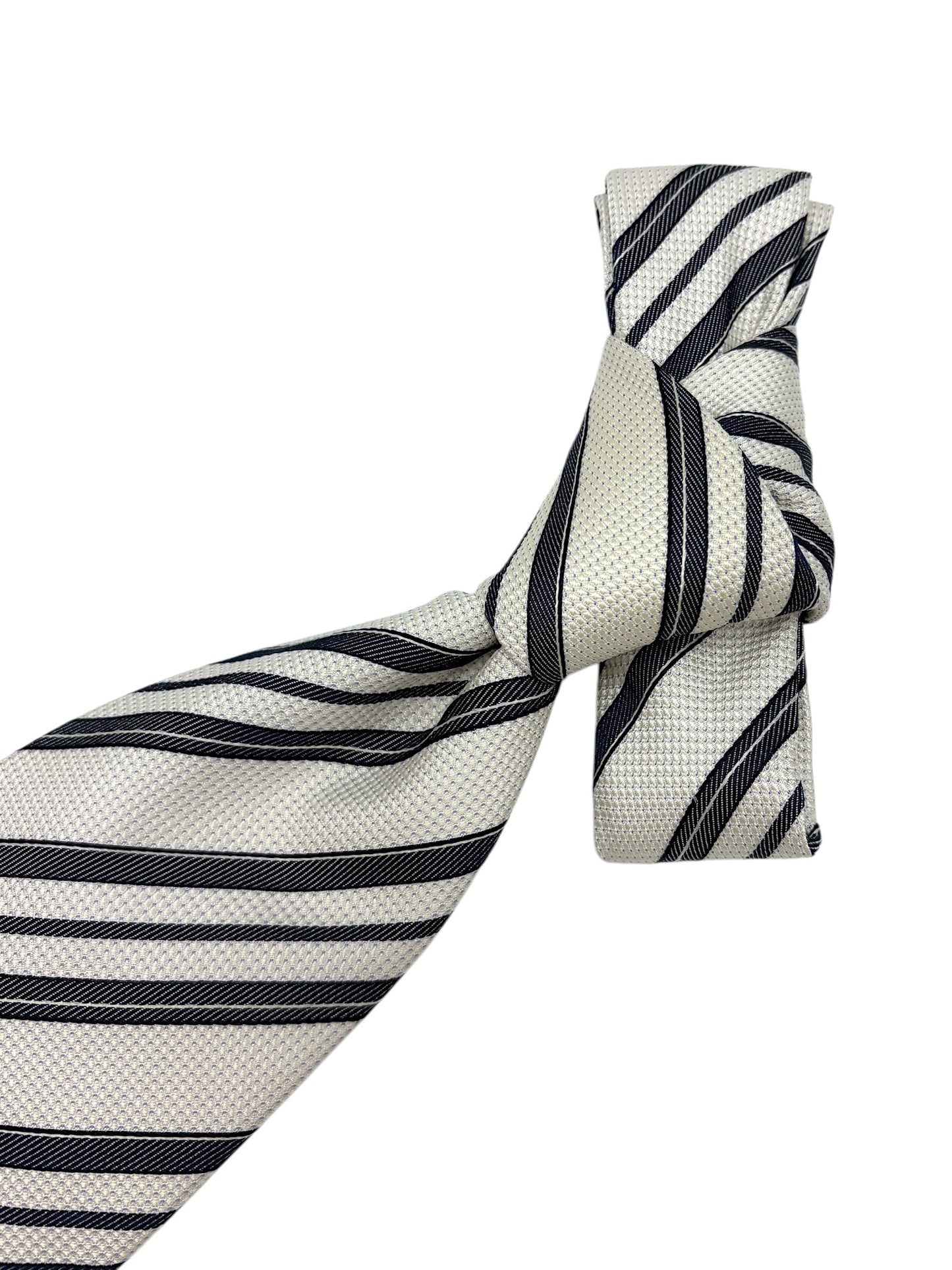 Armani Collezioni Off White & Navy Diagonal Stripe Silk Tie