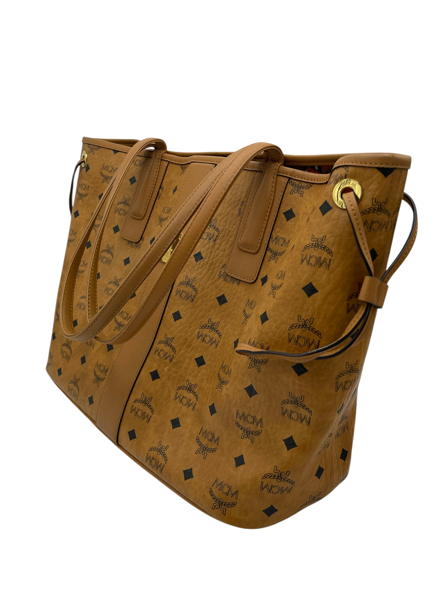 MCM Tan Leather Monogram Liz Shopper Tote