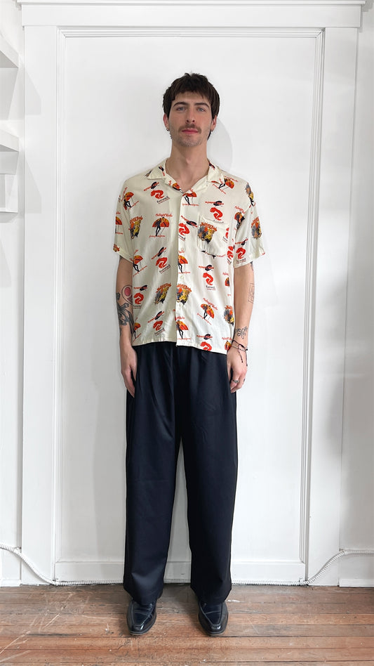 Midnight Rodeo Cream & Red Moulin Rouge AOP Camp Shirt Large