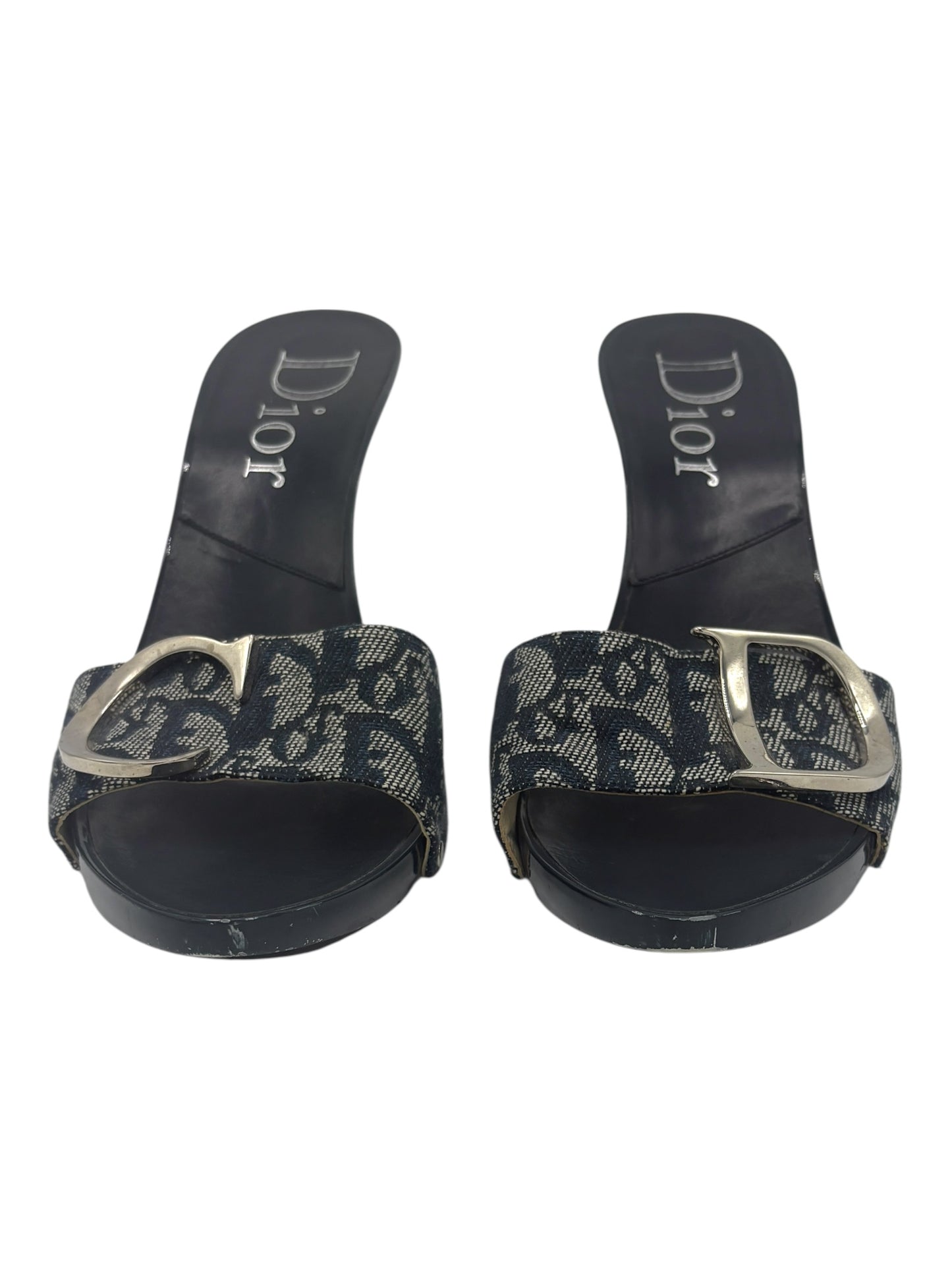 Christian Dior Navy Blue Monogram CD Buckle Pumps EU 39