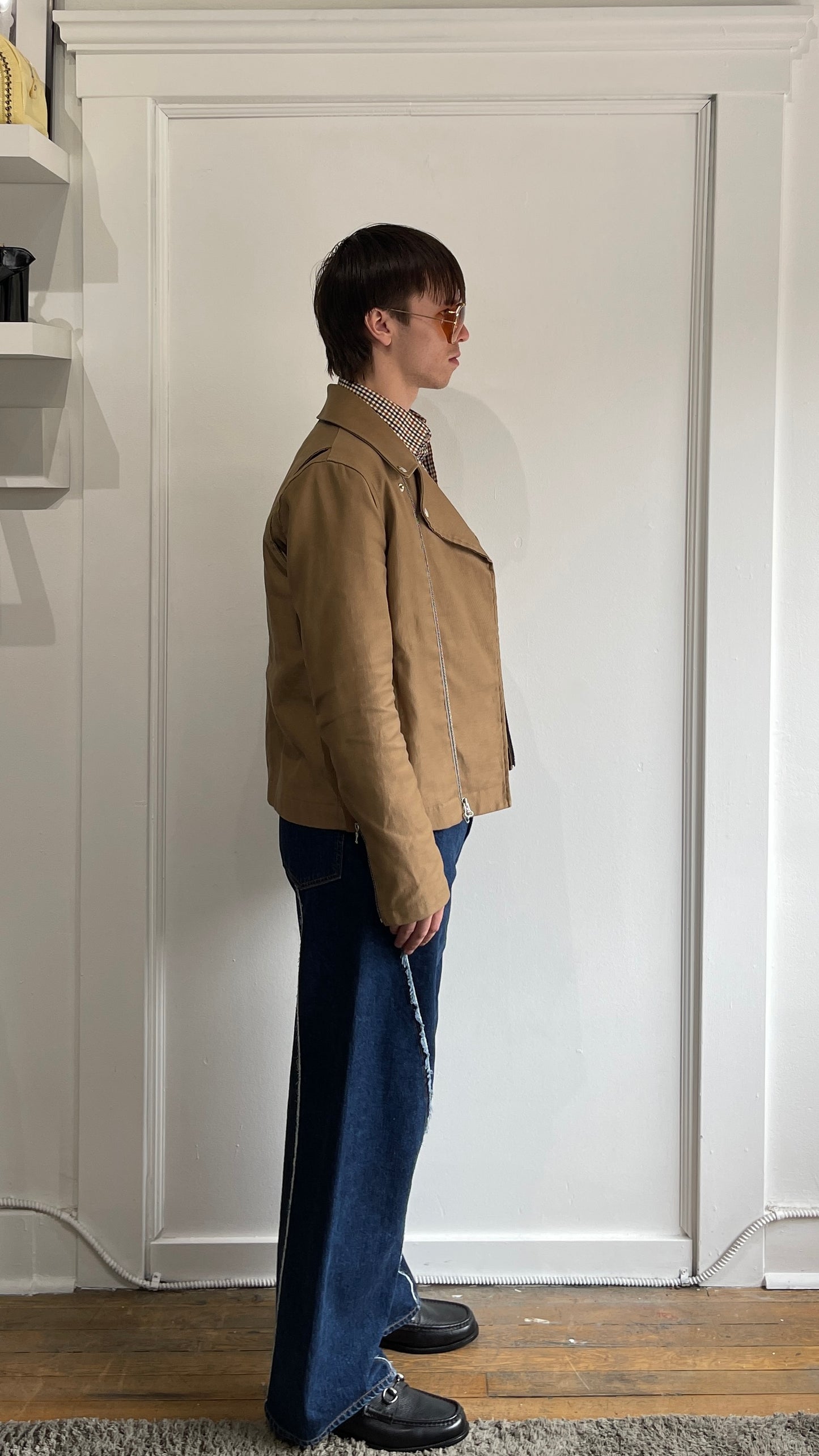 JieDa Dark Blue Panelled Bootcut Jeans 32