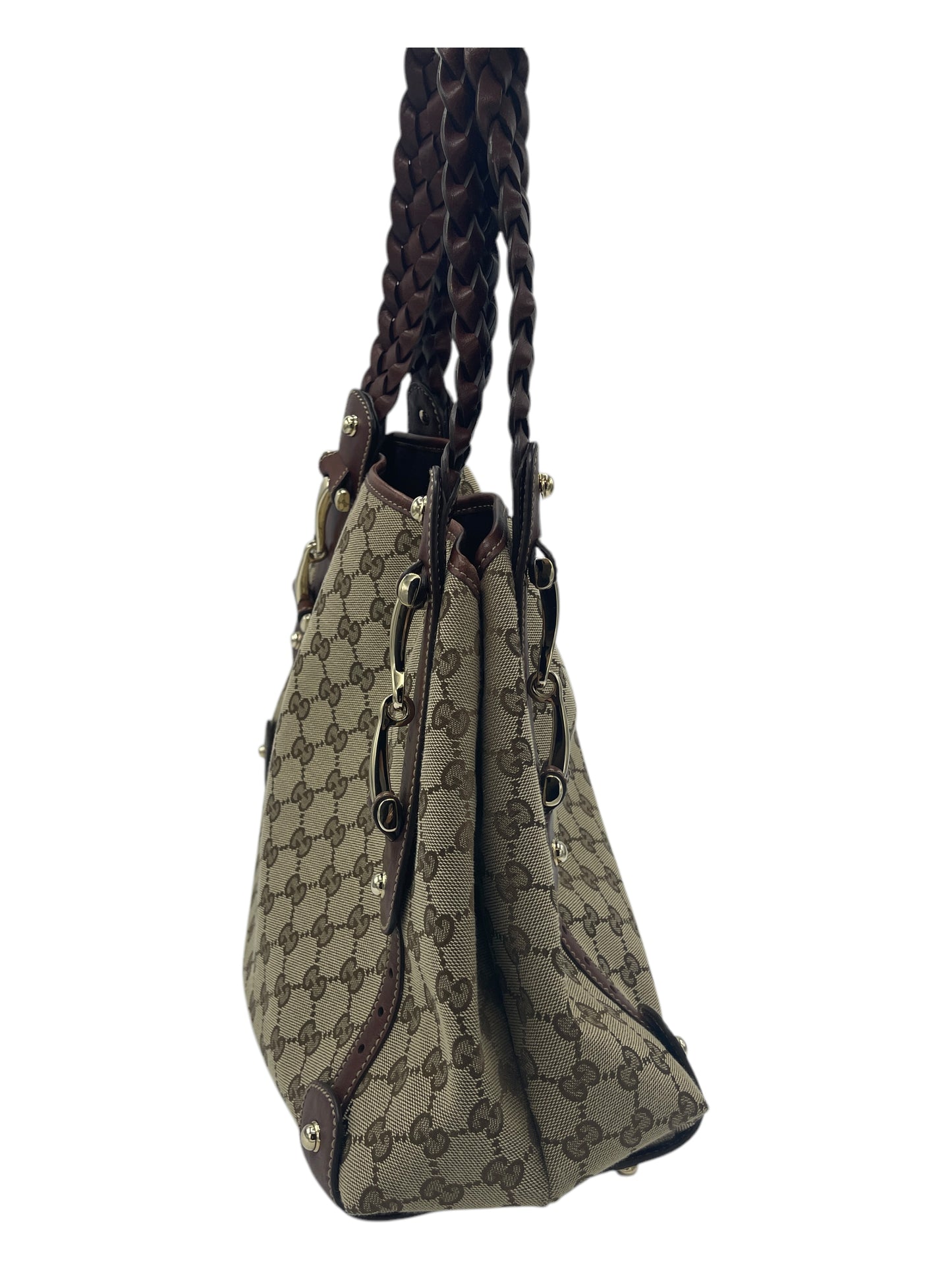 Gucci Brown & Tan Leather & Canvas Pelham Tote Bag
