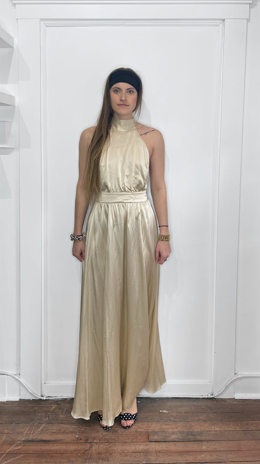 Reformation Beige Silk Single Shoulder Dress 6P