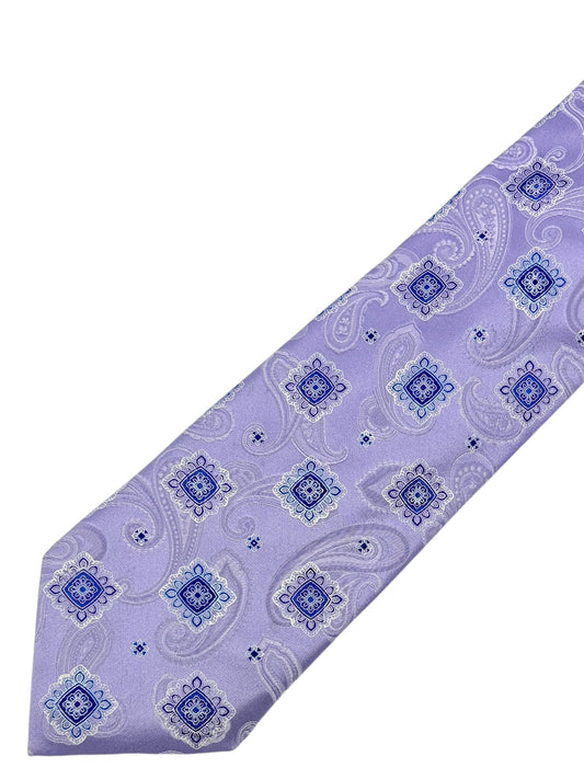 Canali Lilac Paisley Pattern Silk Tie