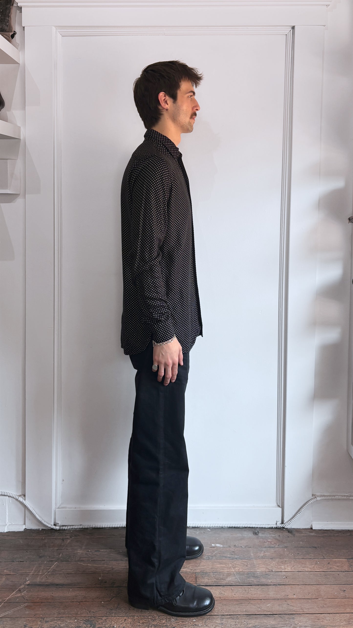 Saint Laurent Black & White Star Print Button Up Shirt 16