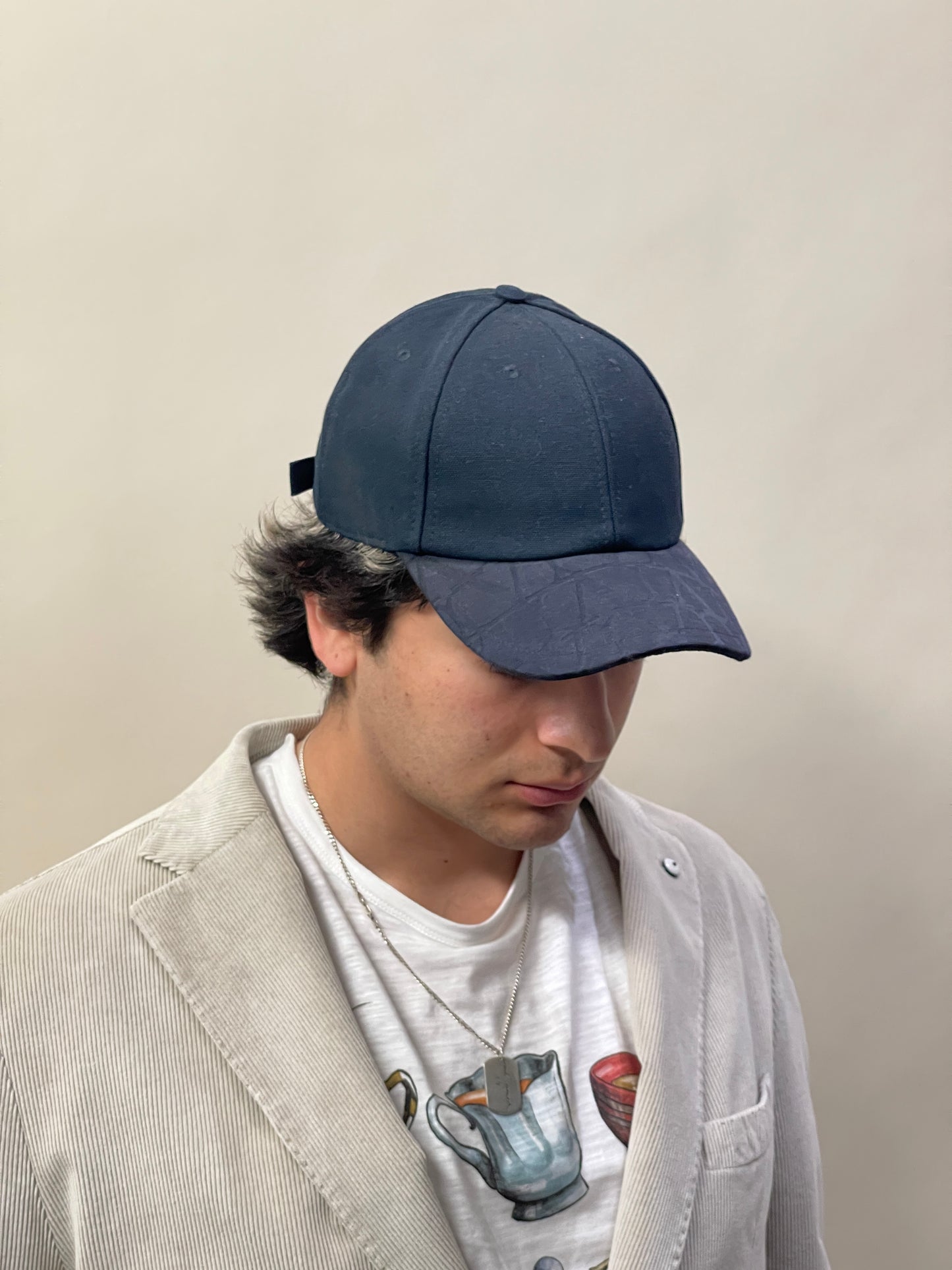 Valentino Navy Blue Cotton Toile Iconographe Baseball Cap