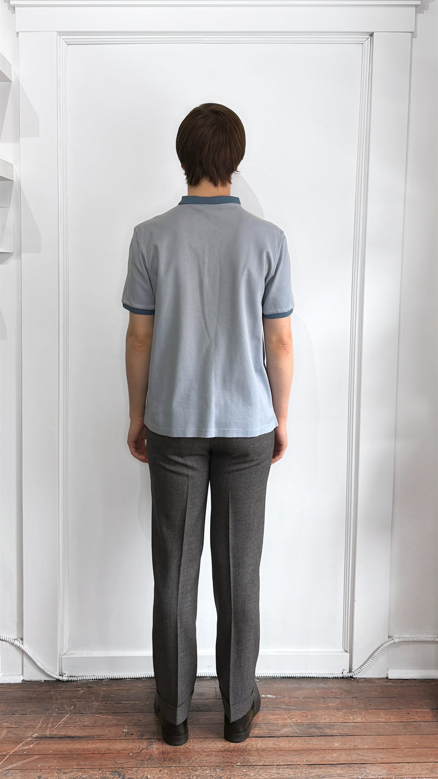 Burberry Light Blue & Slate Blue Cotton SS Polo Shirt Large
