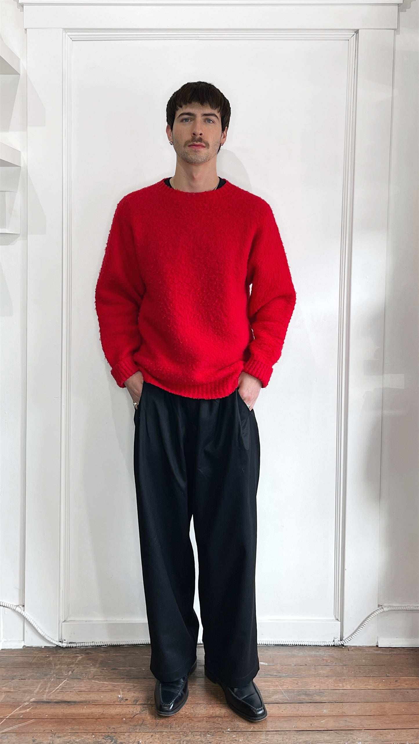J. Press Red Shetland Wool Crewneck Sweater Large