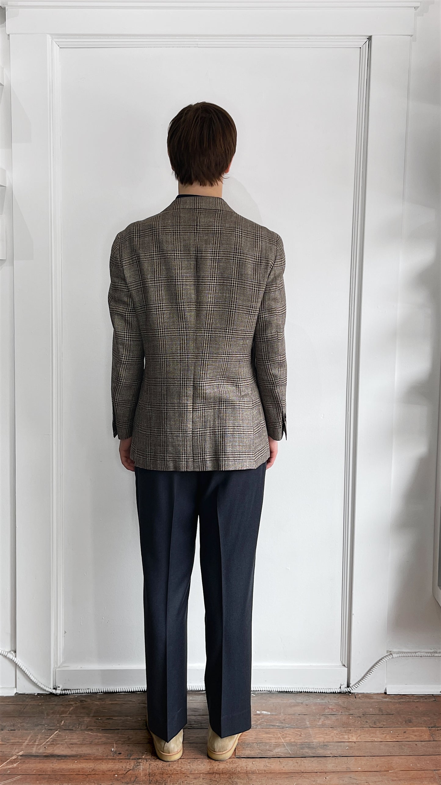 Suitsupply Multi Brown & Navy Glen Check Wool Silk Linen Sport Coat 38S