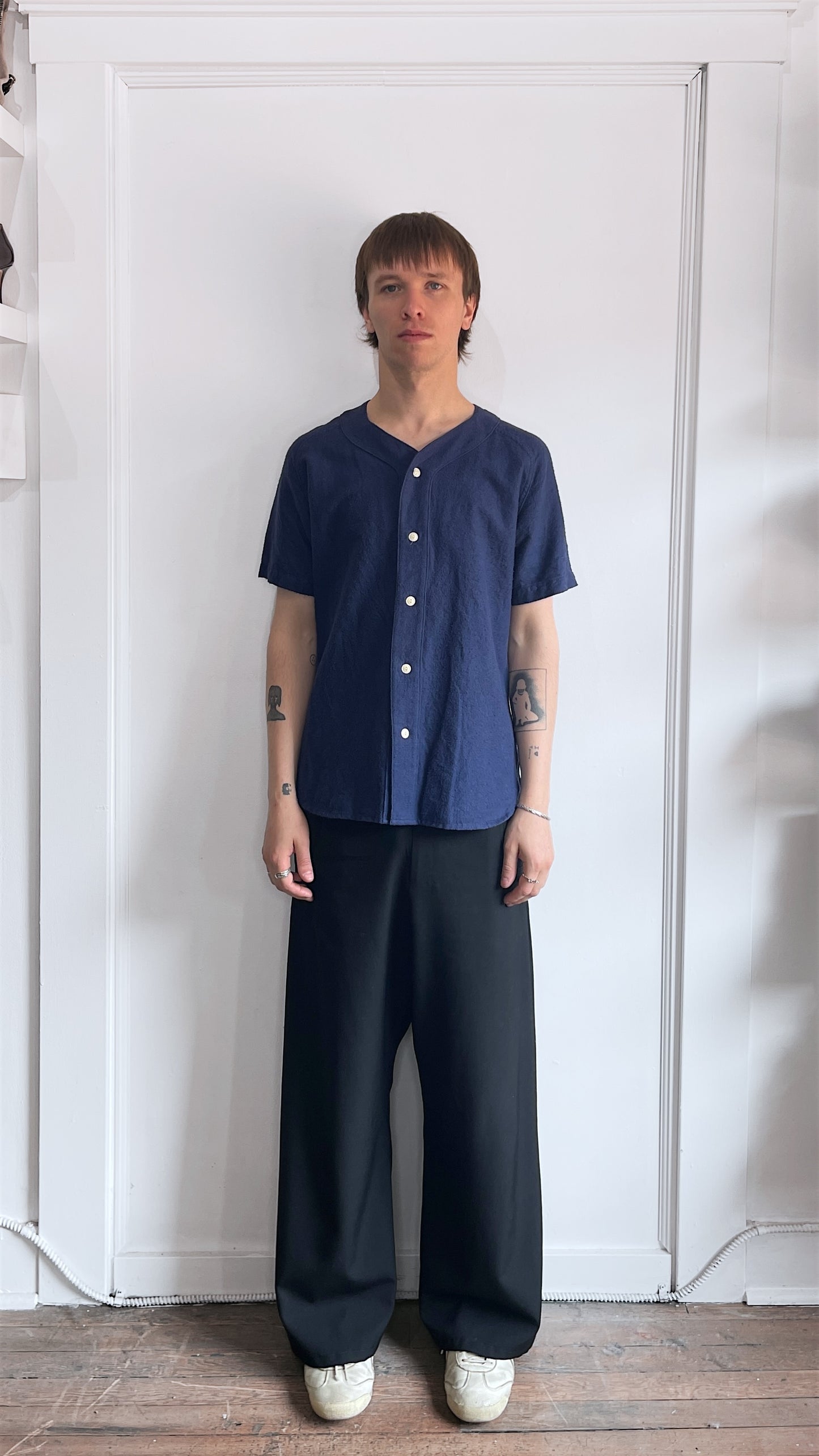 3Sixteen Navy Blue Flannel Cotton Baseball Shirt Medium