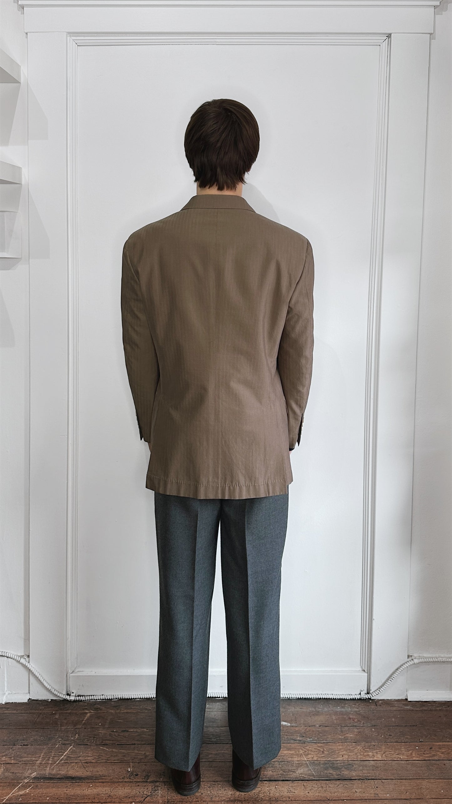 Brunello Cucinelli Light Brown Herringbone Cotton Sport Coat 40