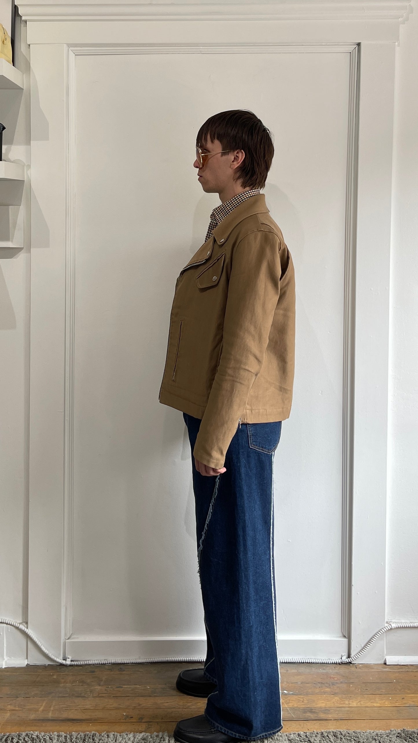 JieDa Dark Blue Panelled Bootcut Jeans 32
