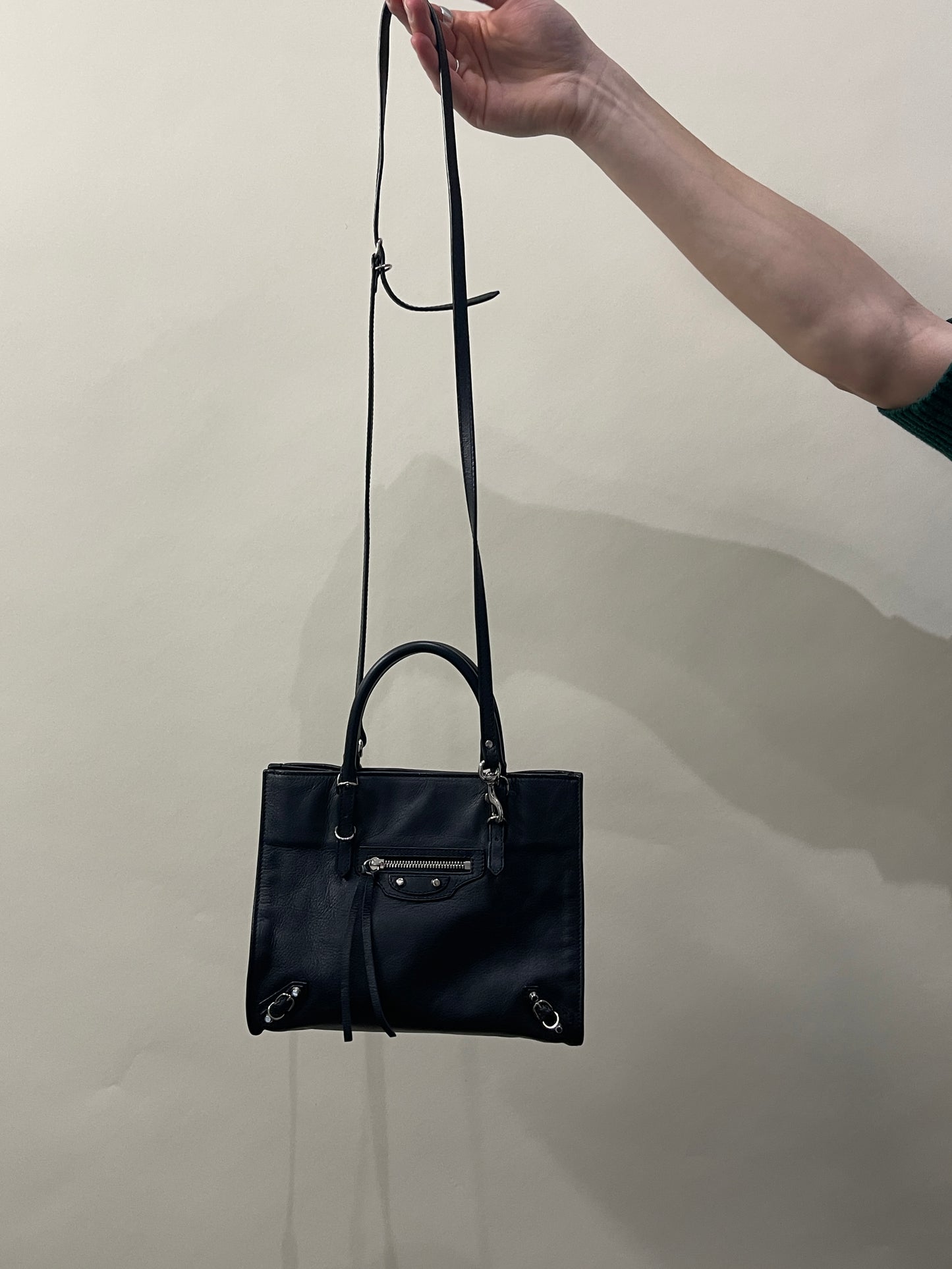 Balenciaga Black Leather Motocross Papier A6 Bag