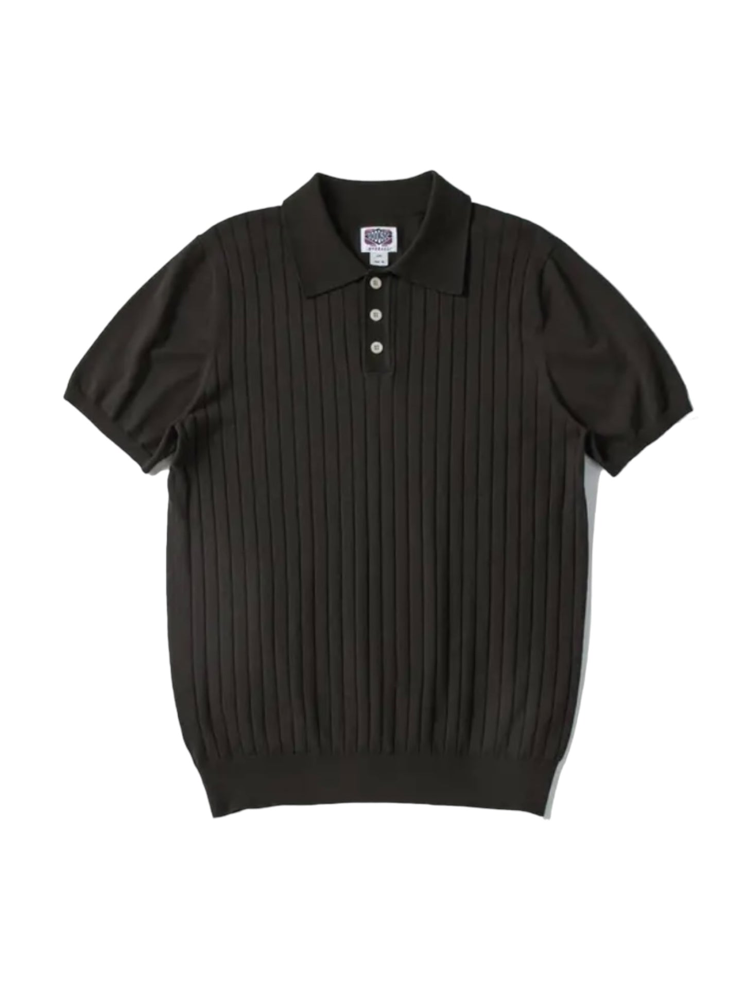 Knit Tonal Striped Short Sleeve Cotton Polo Shirt