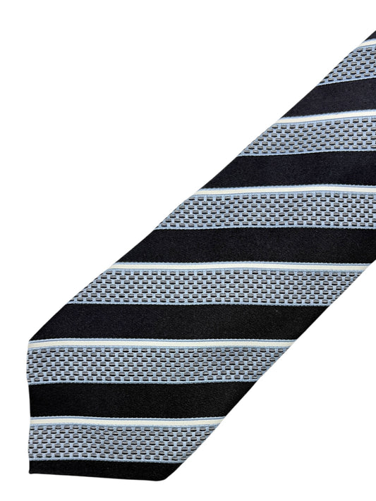 Ermenegildo Zegna Dark & Light Blue Diagonal Striped Silk Tie