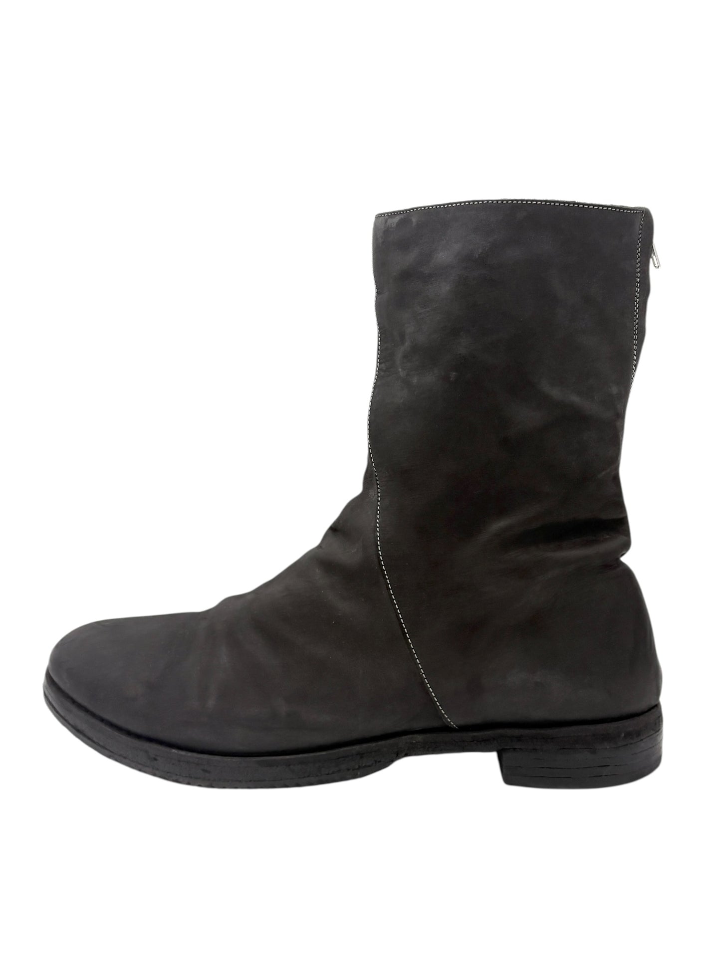 A Diciannoveventitre (A1923) Black Horse Leather Spiral Zip Boots EU 44