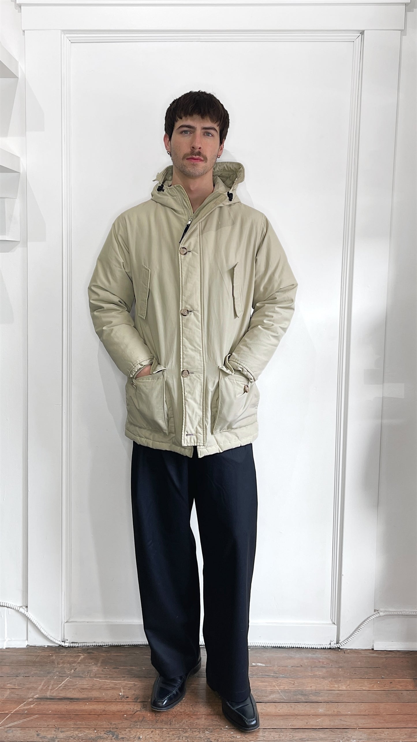 Woolrich Vintage Down-filled Parka Jacket Beige Medium