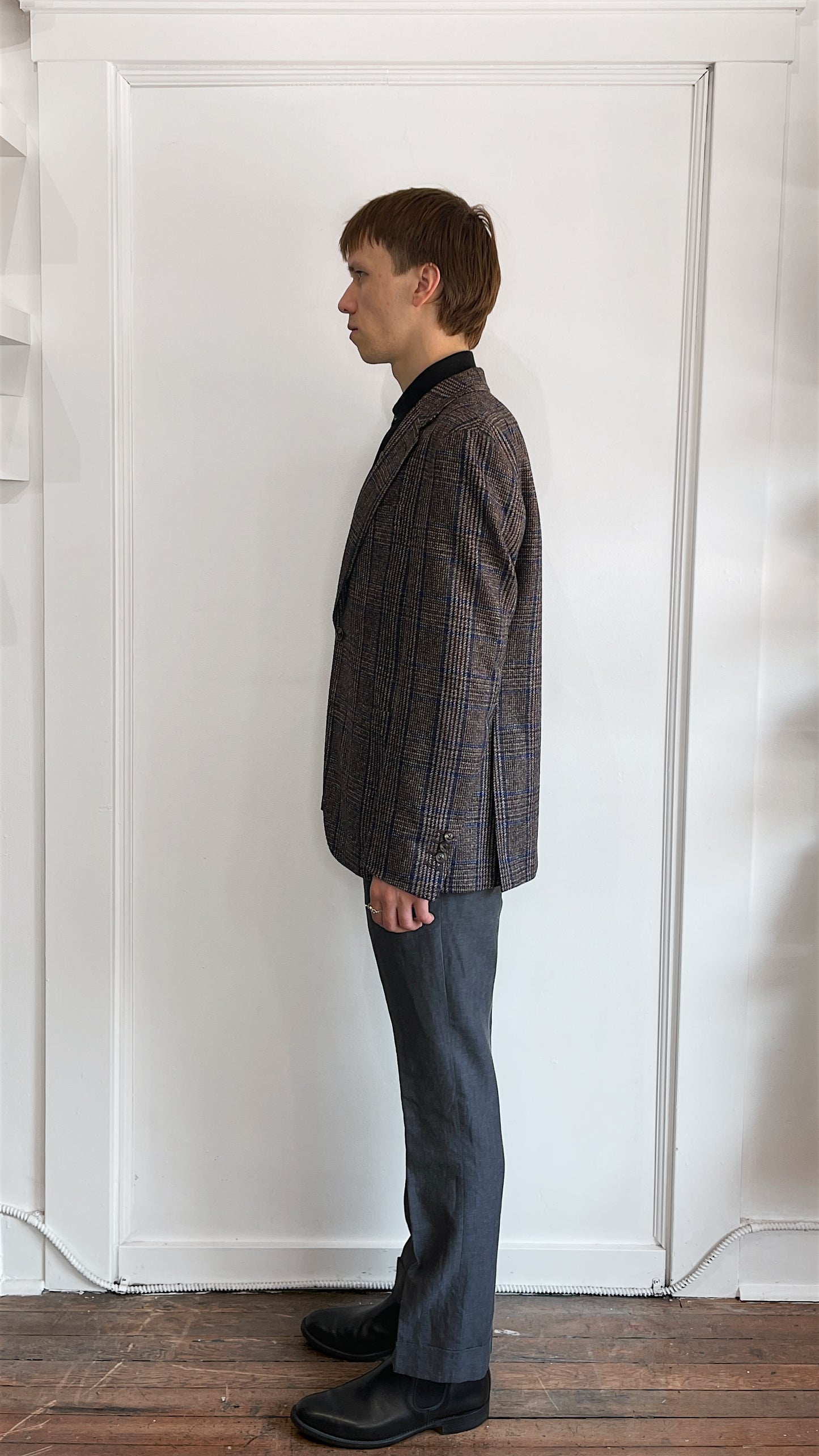 Canali Brown & Blue Glen Check Wool Alpaca Sport Coat 40R