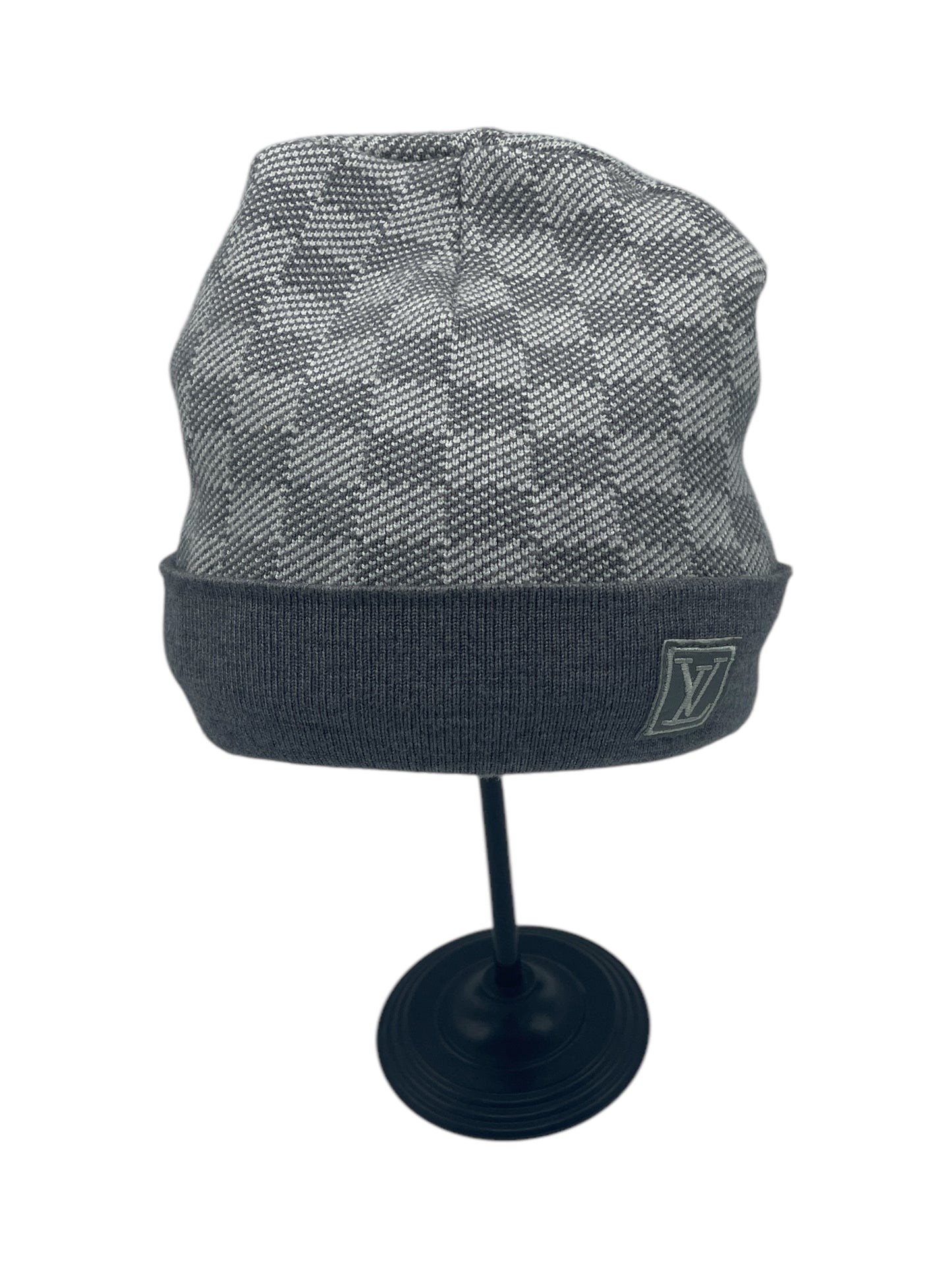 Louis Vuitton Light Grey Checkered Wool Toque