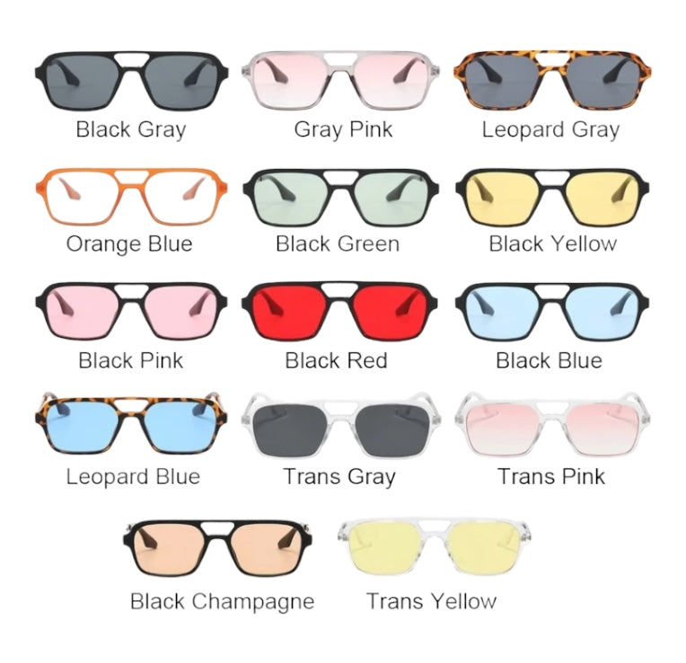 Rectangle Frame Aviator Style Everyday Sunglasses